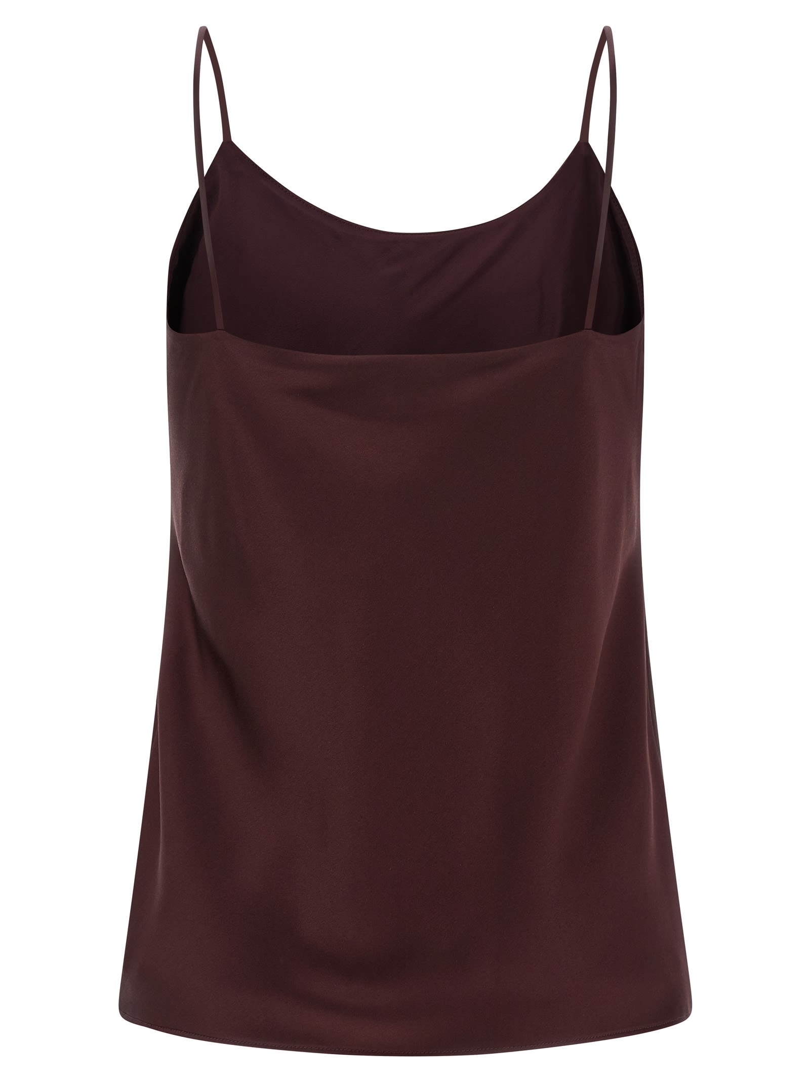 Max Mara Draped Neckline Sleeveless Top With Spaghetti Straps In Brown
