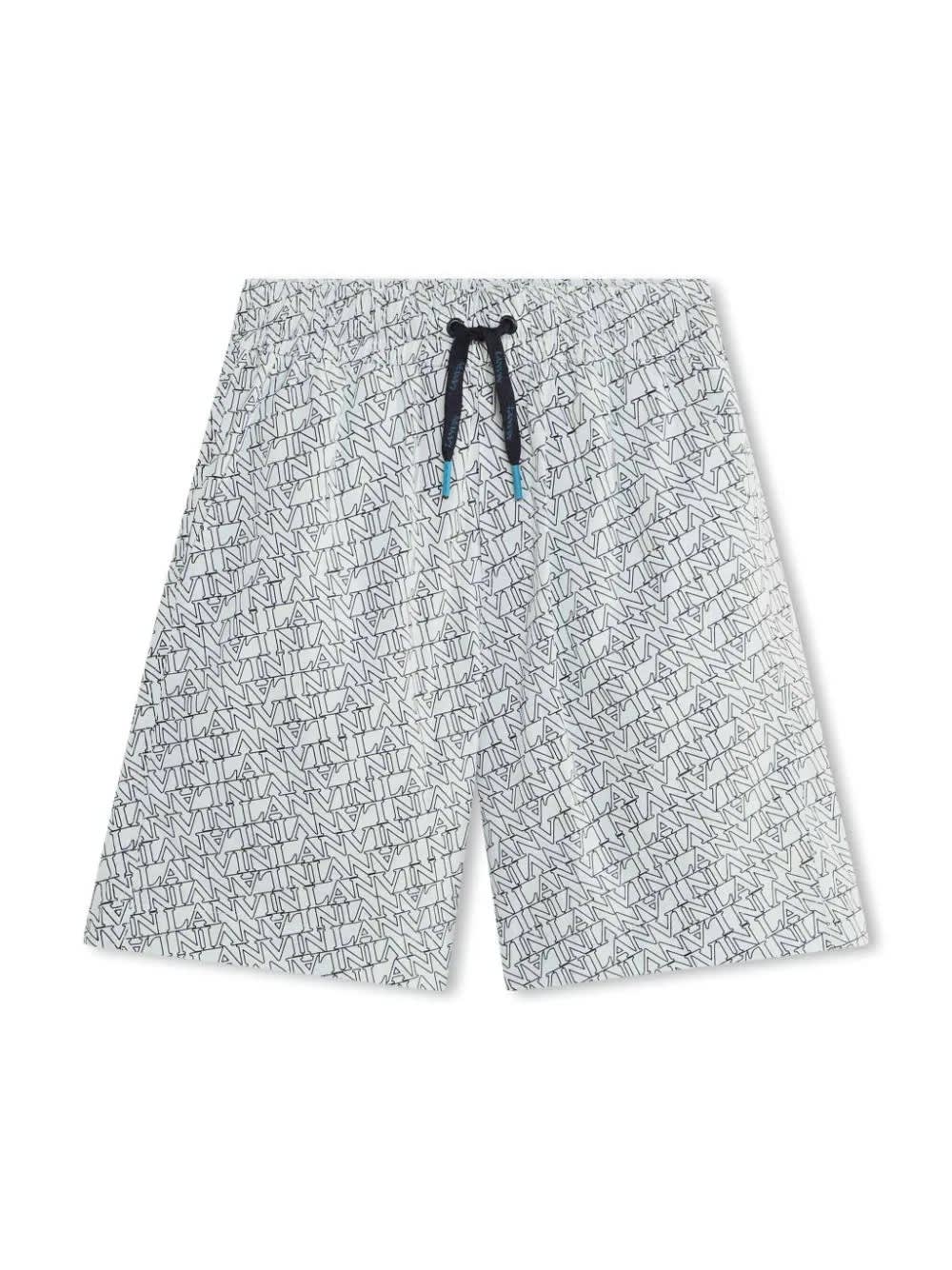 Shop Lanvin Shorts With Logo Pattern In Blue