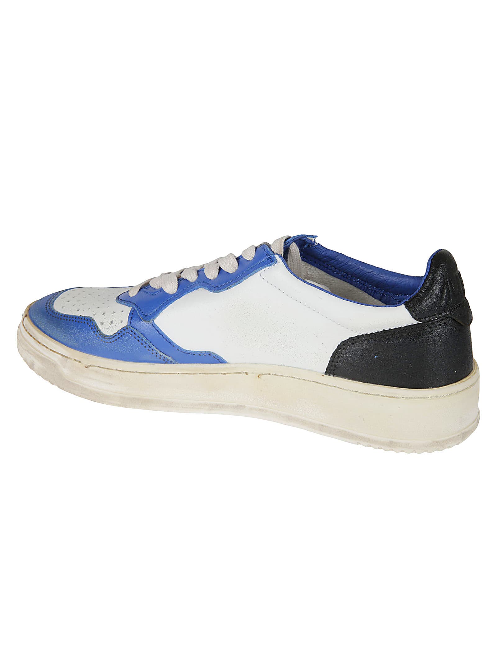 Shop Autry Vintage Low Sneakers In Wht/blue/blk