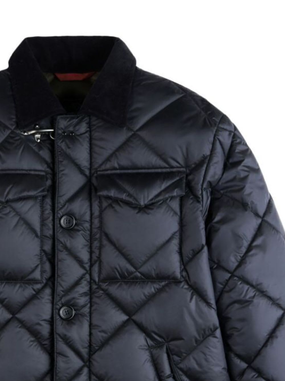 Shop Fay Padded Jacket In Navy Dark Green