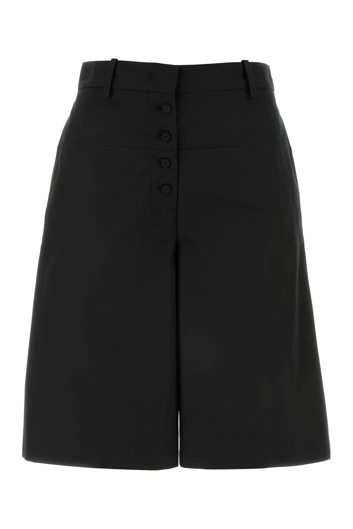 Black Cotton Bermuda Shorts