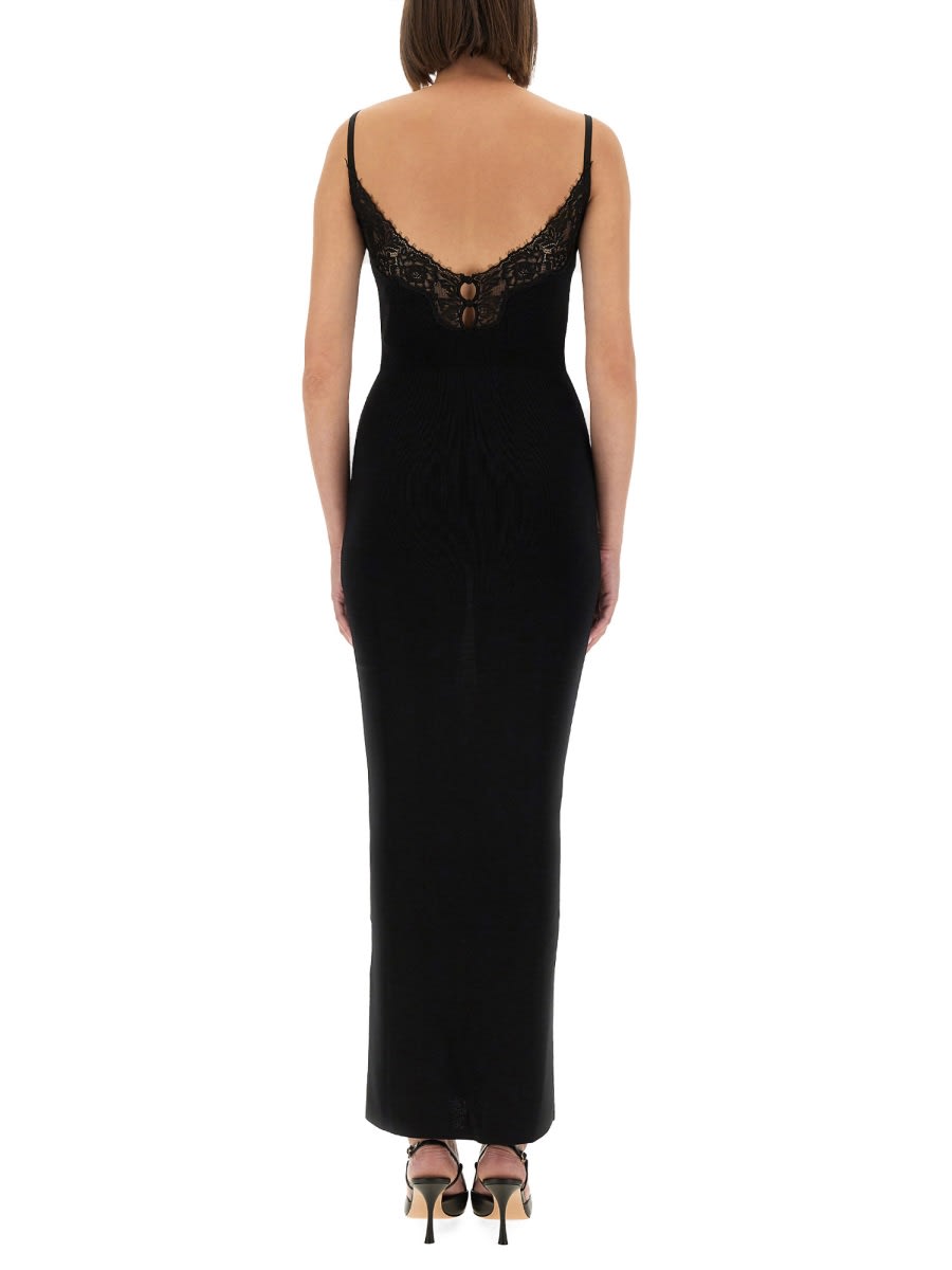 Self-portrait Long Knit Dress In Black