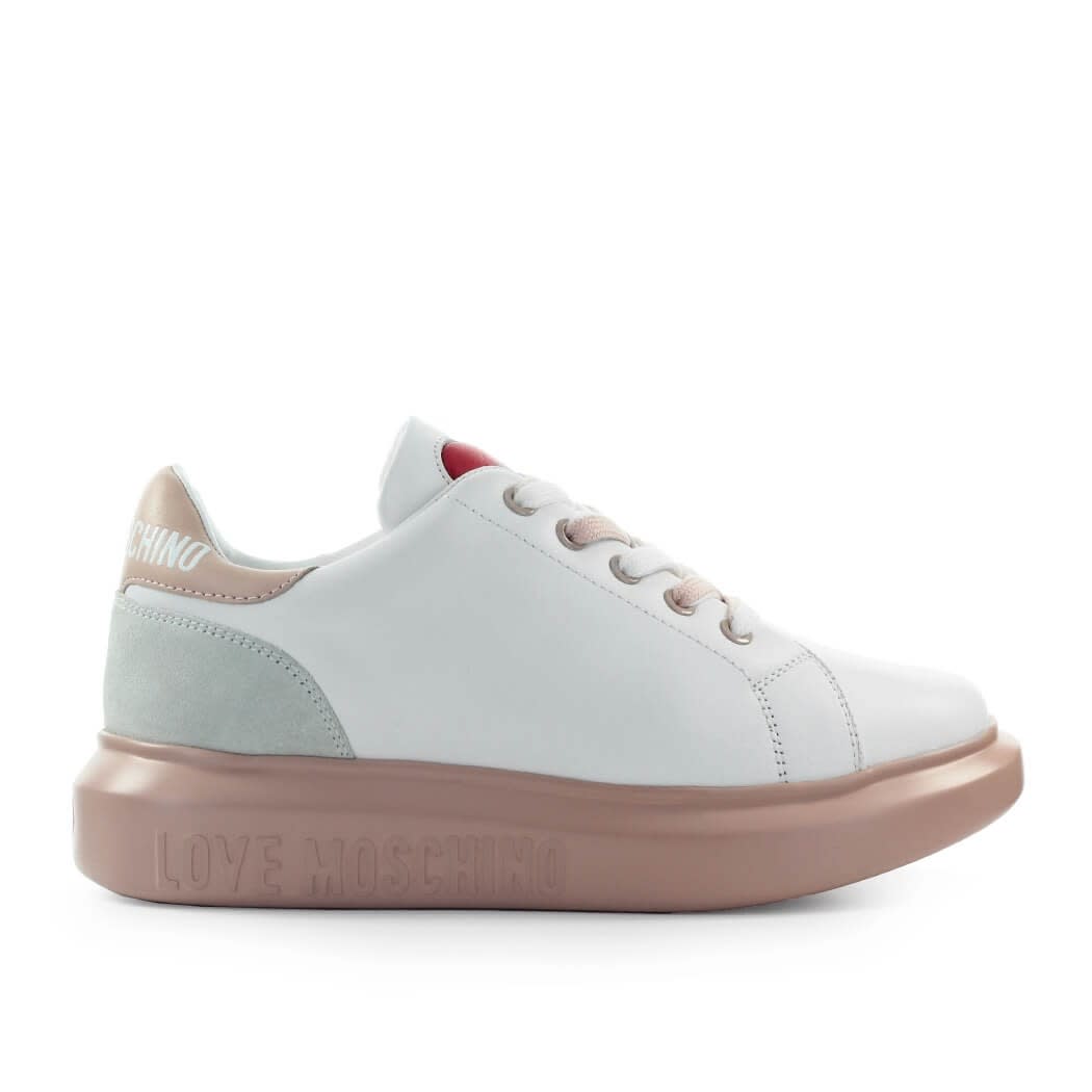 Love Moschino White Powder Pink Sneaker