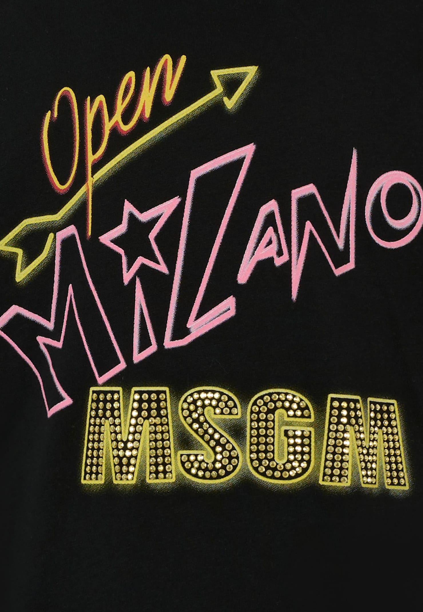 Msgm Black T-shirt For Girl With Logo In Black