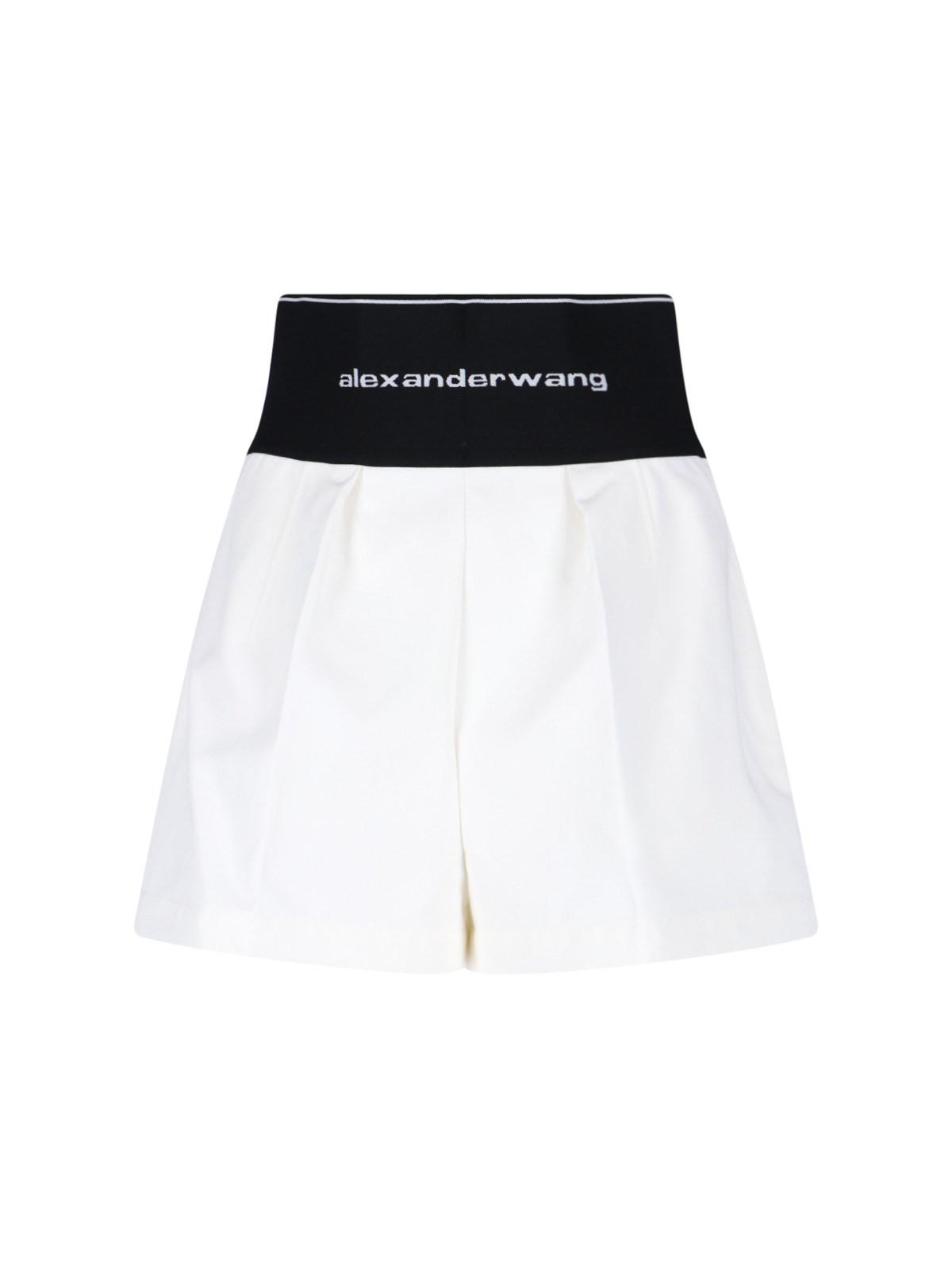 Shop Alexander Wang Logo Shorts In White