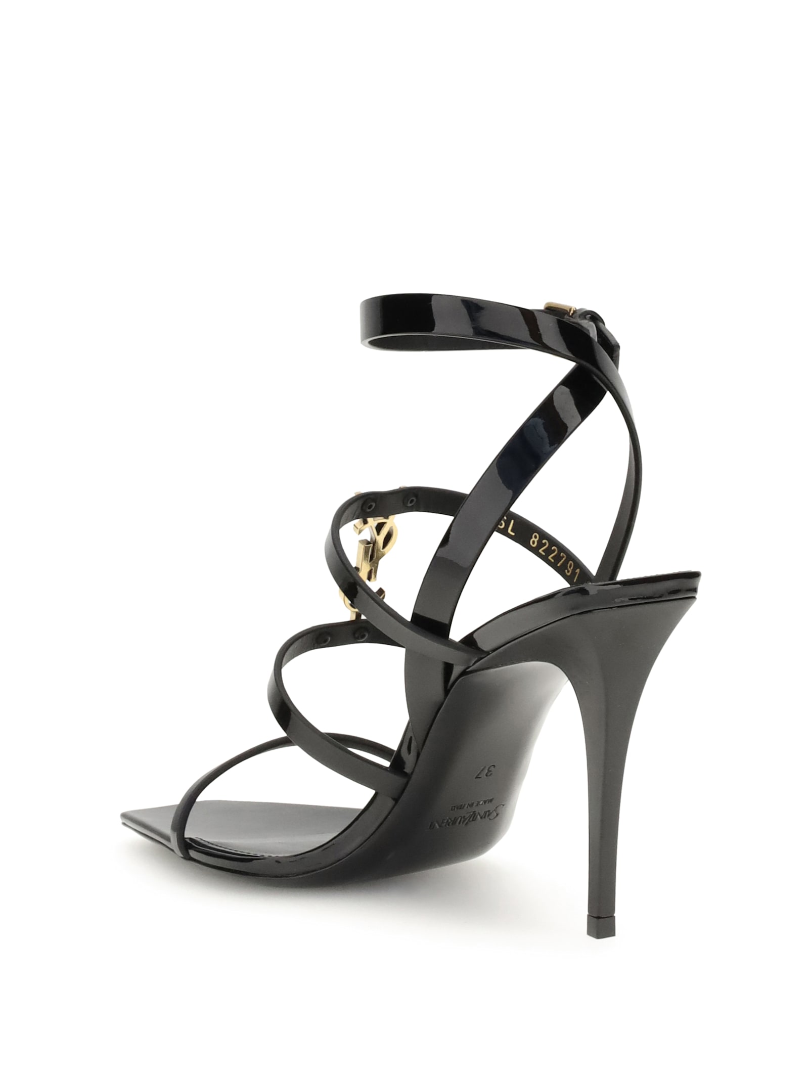 Saint Laurent Cassandra Sandals In Patent Leather Shoes In Black
