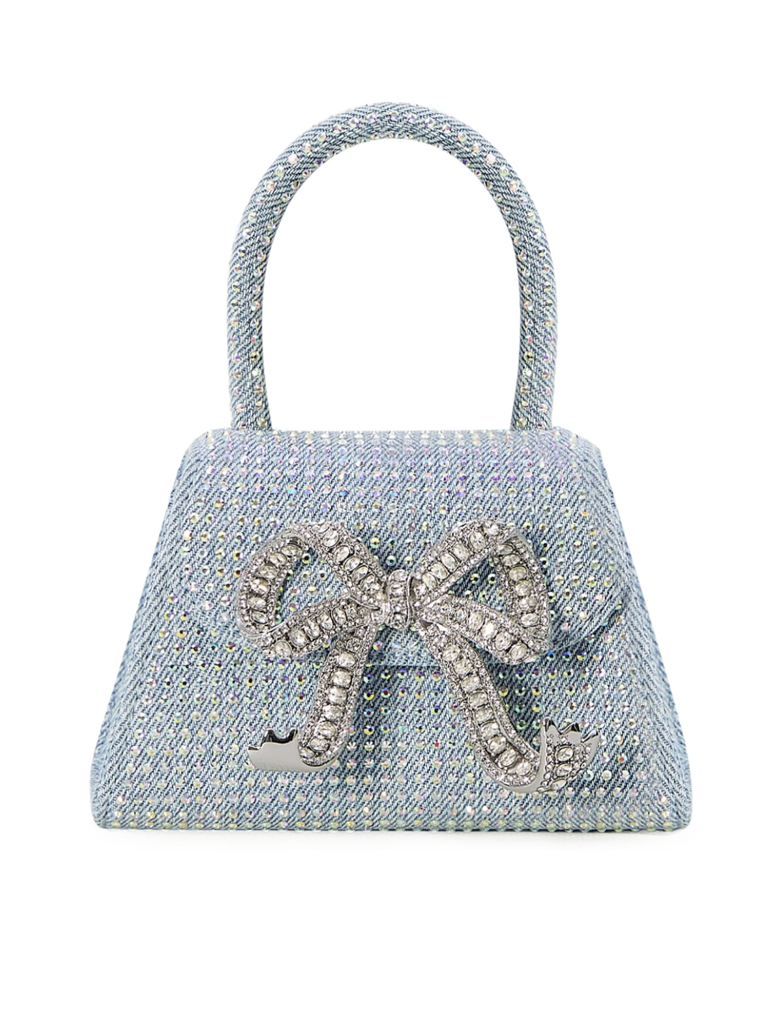 Rhinestone-embellished Denim Micro Tote Bag