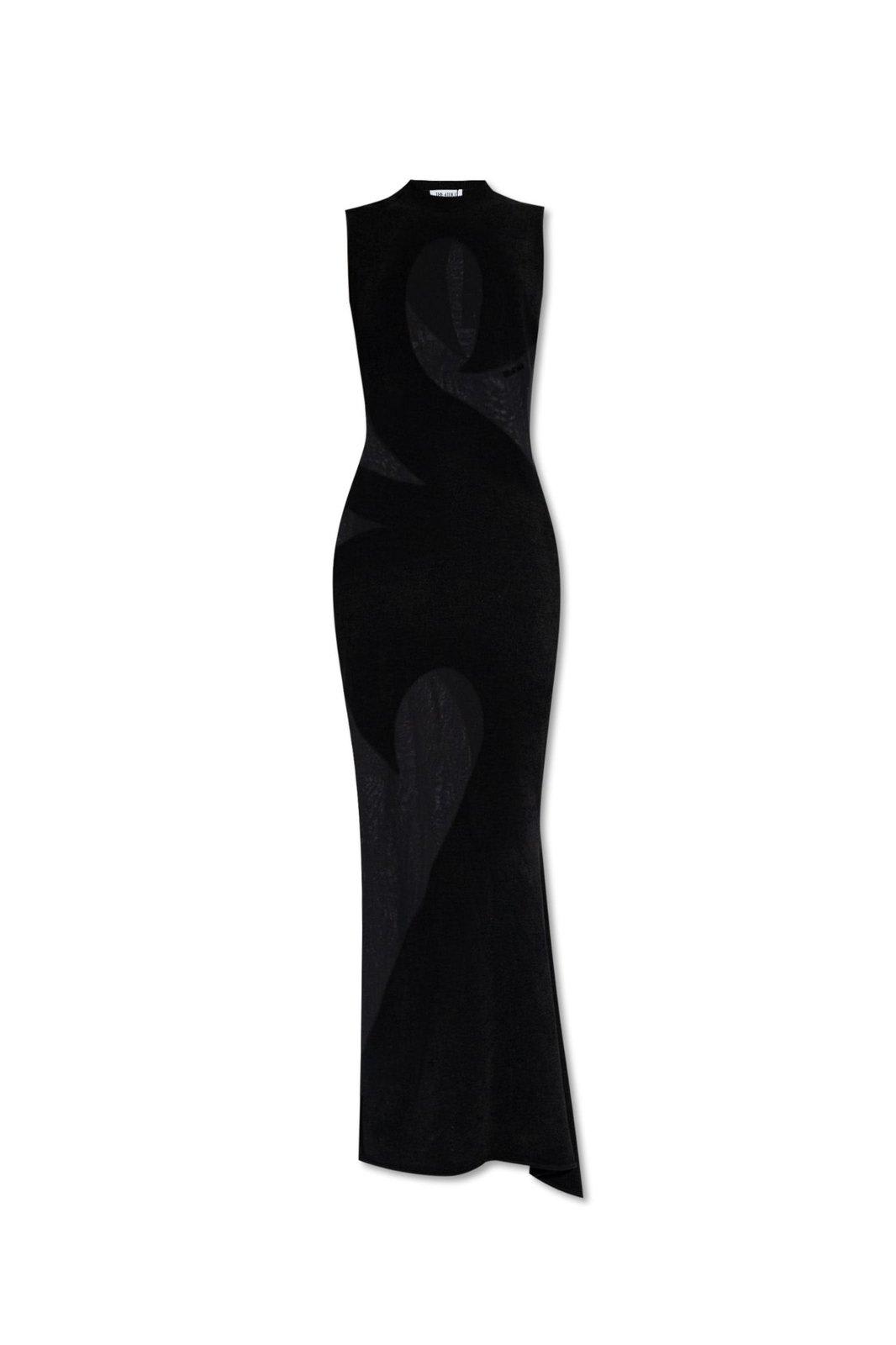 ATTICO SHEER-PANELLED SLEEVELESS MAXI DRESS