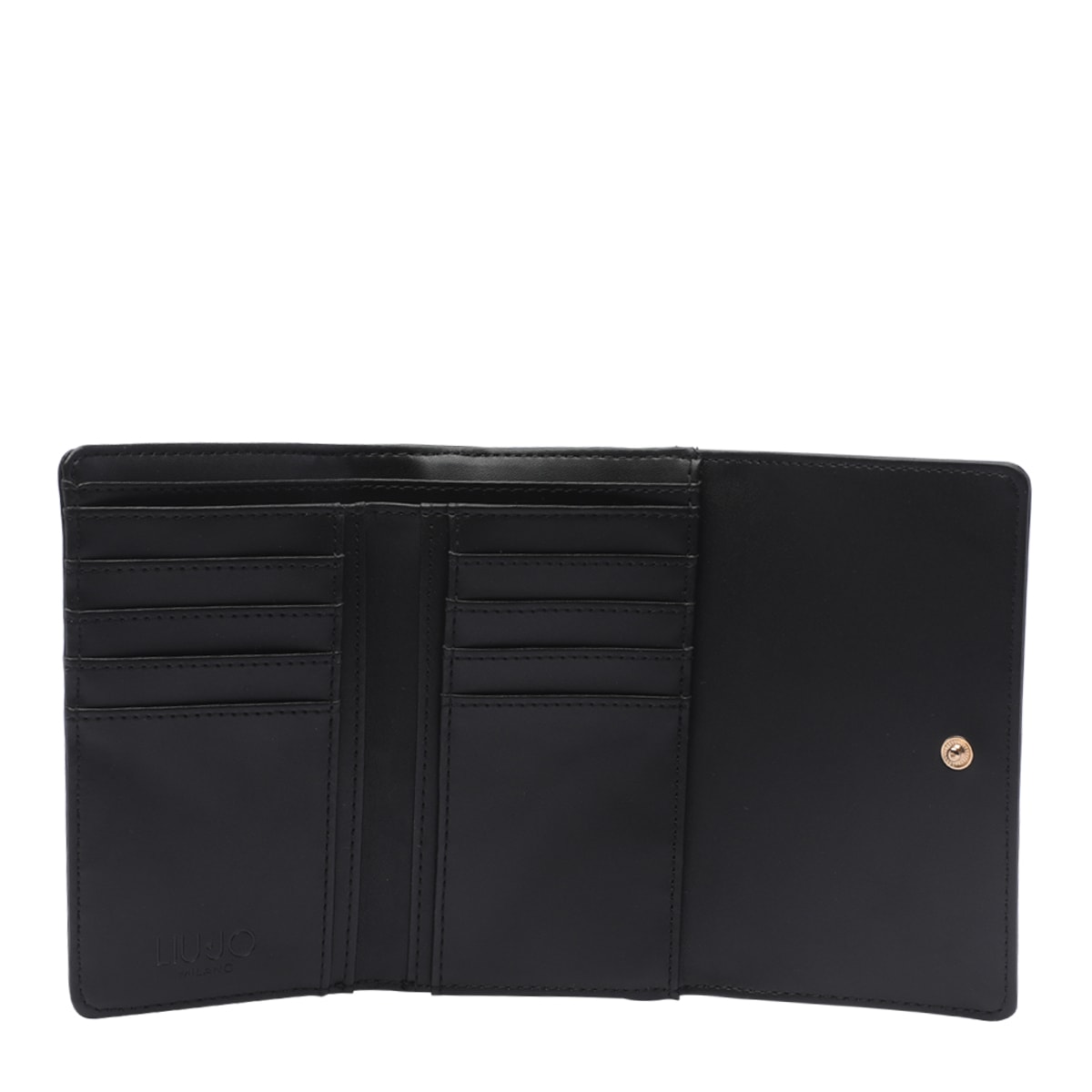 Shop Liu •jo Medium Logo Wallet In Black