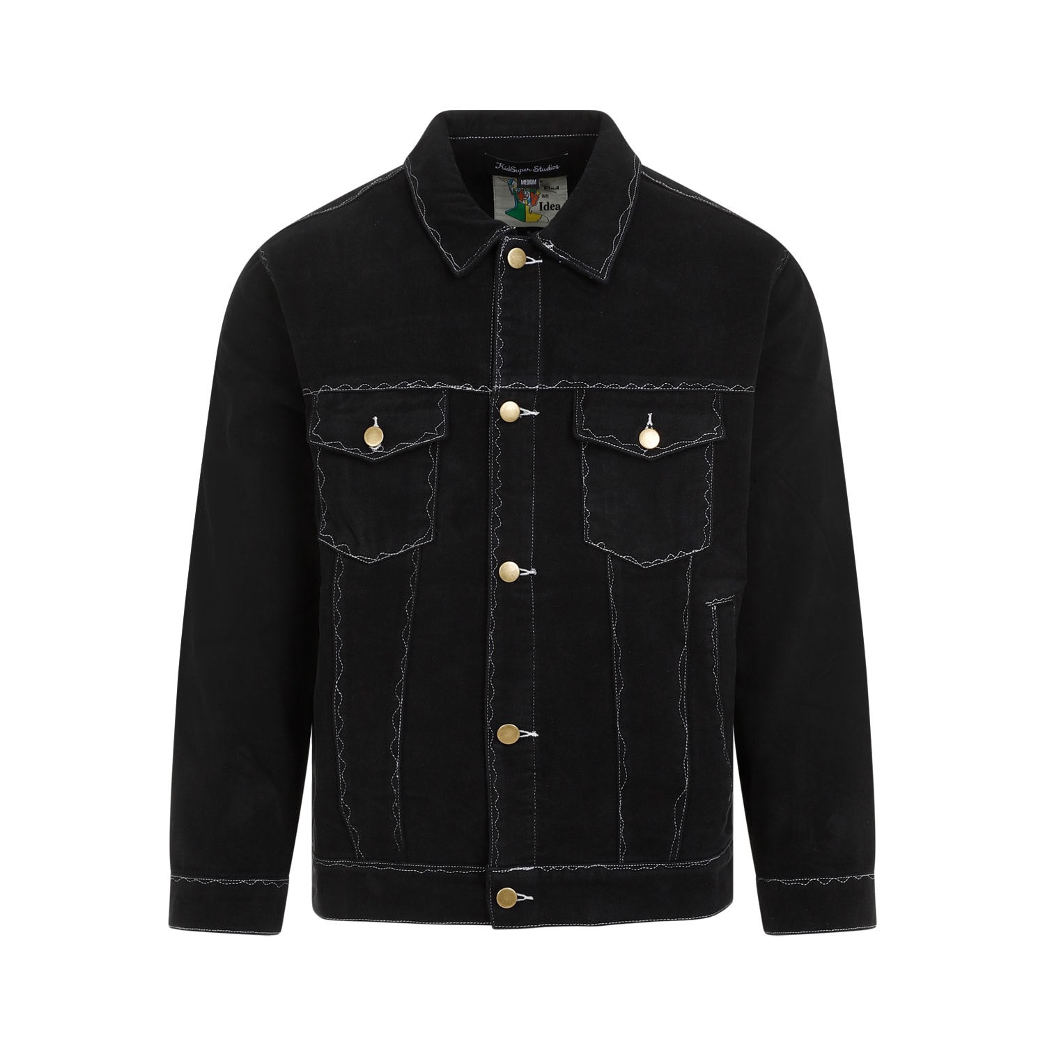 Shop Kidsuper Messy Stitched Work Jacket In Black