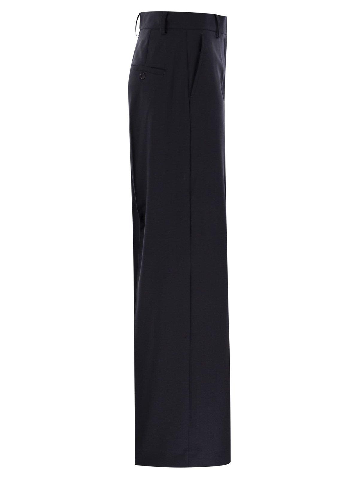 Shop Weekend Max Mara Pleated Straight Leg Pants In Navy