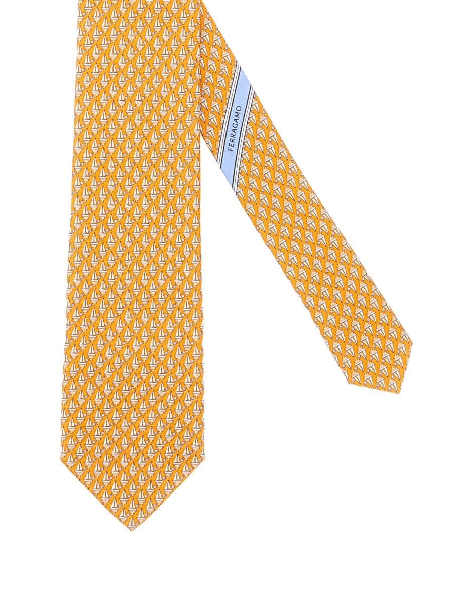Ferragamo Patterned Slim Silk Tie