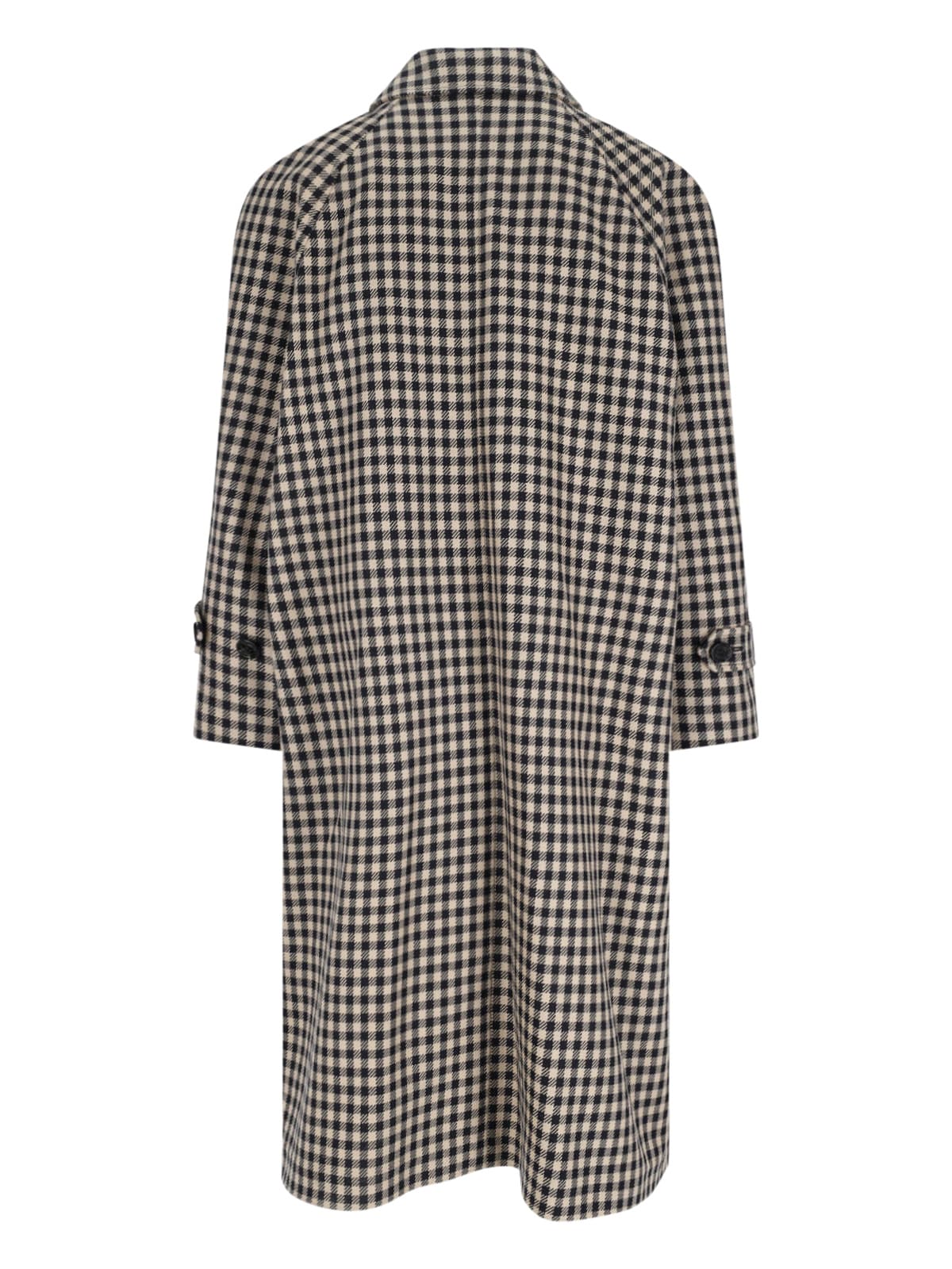 Valentino Coat With Vichy Pattern In Cotton And Wool In Neutral