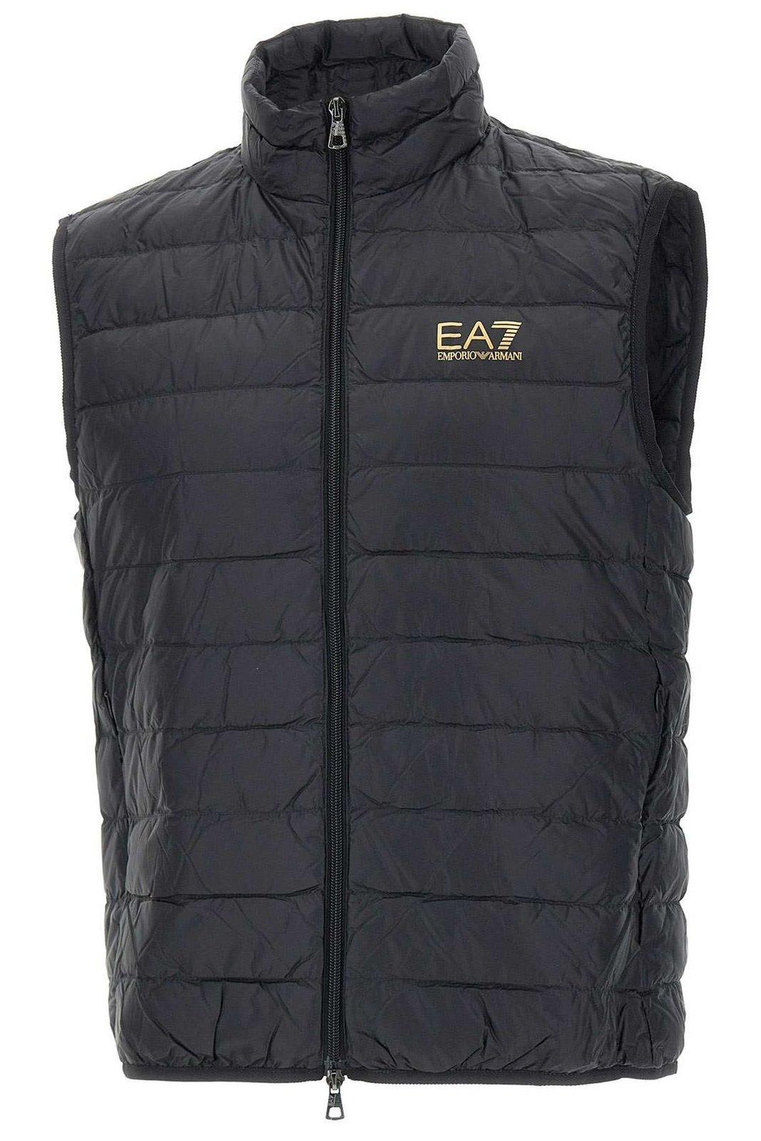 Logo Printed Quilted Padded Gilet