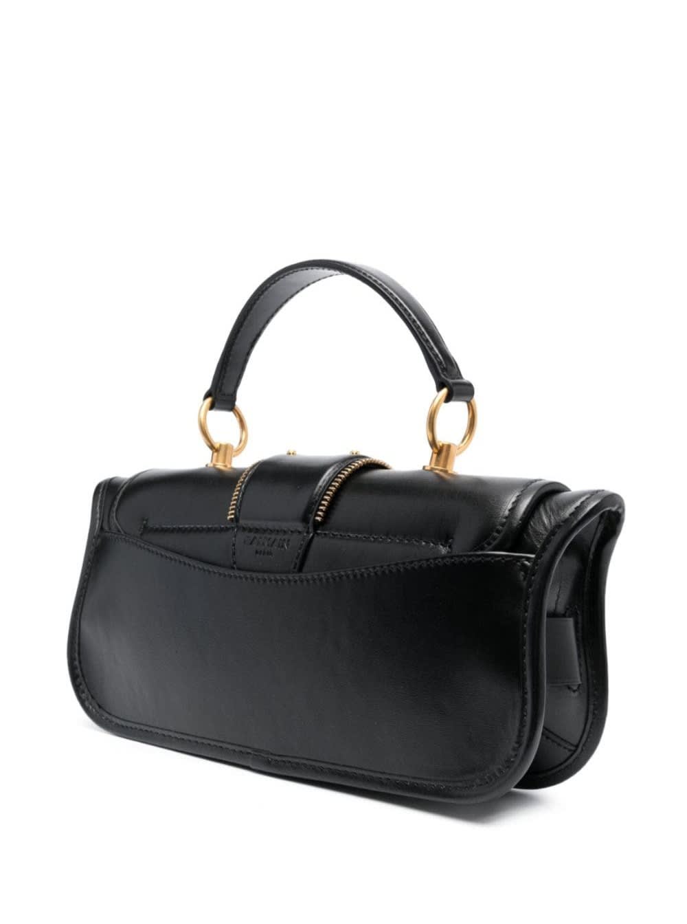 Shop Balmain Blaze Black Clutch Bag With Pb Logo And Buckles In Smooth Leather Woman
