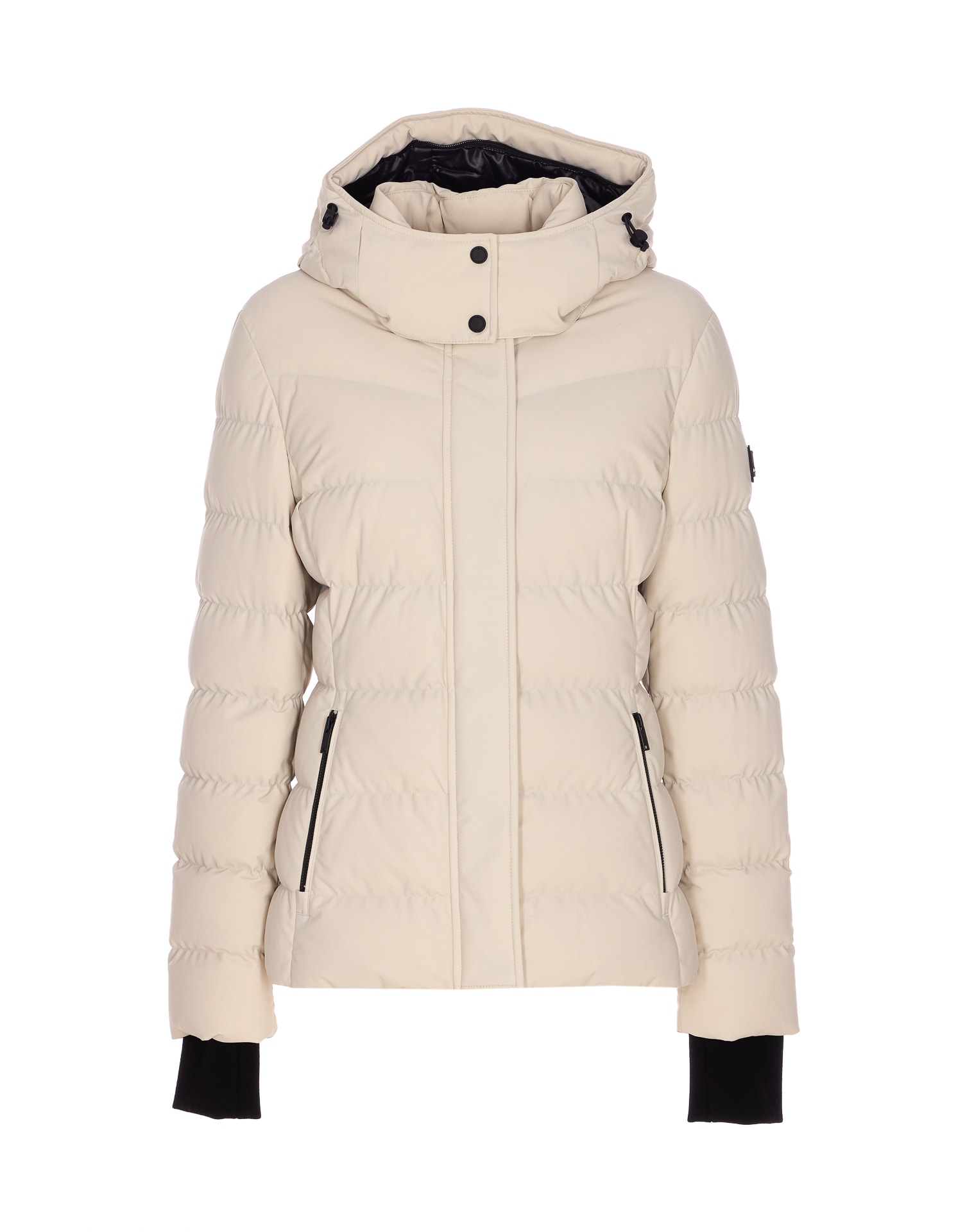 Moose Knuckles Hooded Padded Quilted Jacket With Removable Fur In Neutral