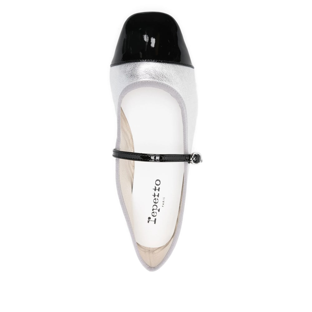 Repetto Cap-toe Ankle-strap Ballet Flats In Silver