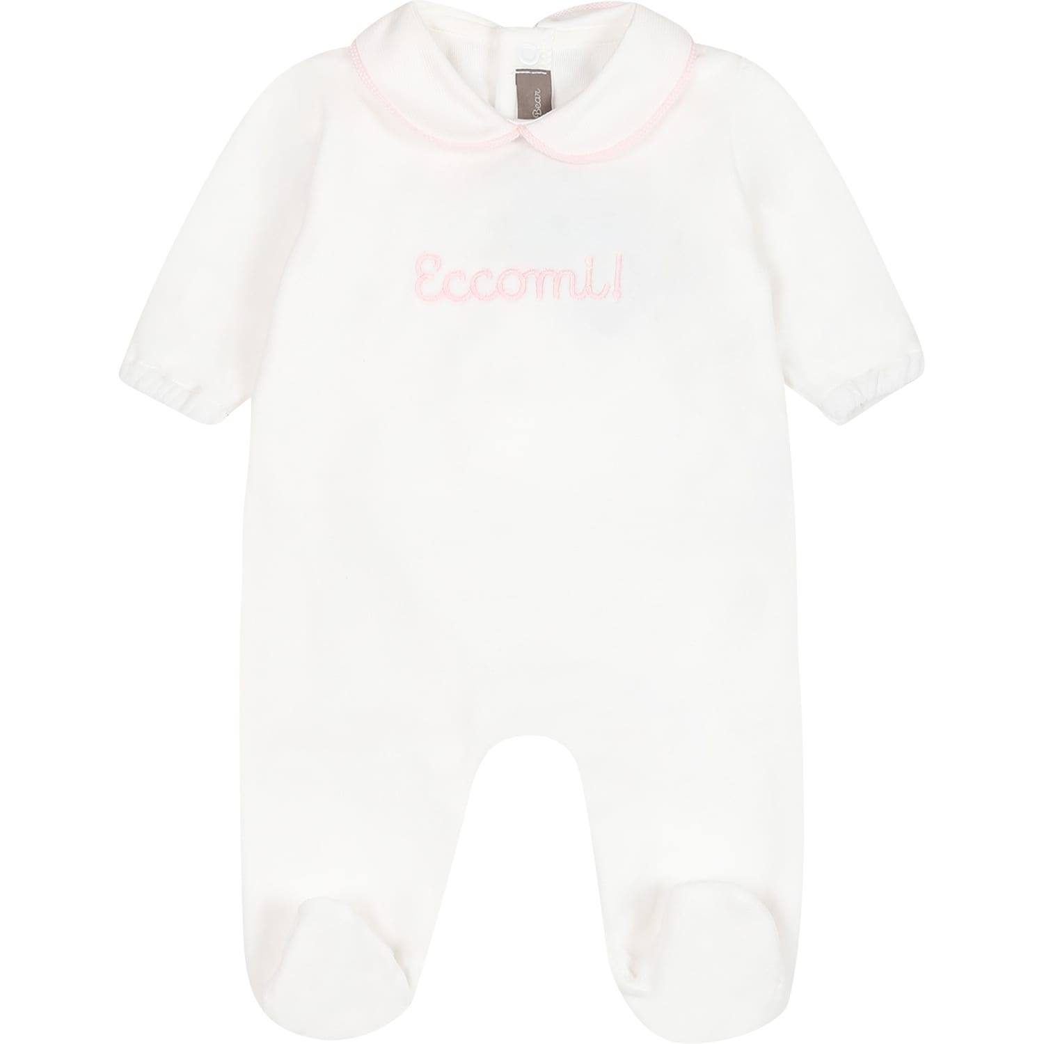 LITTLE BEAR WHITE BABYGROW FOR BABY GIRL WITH EMBROIDERY