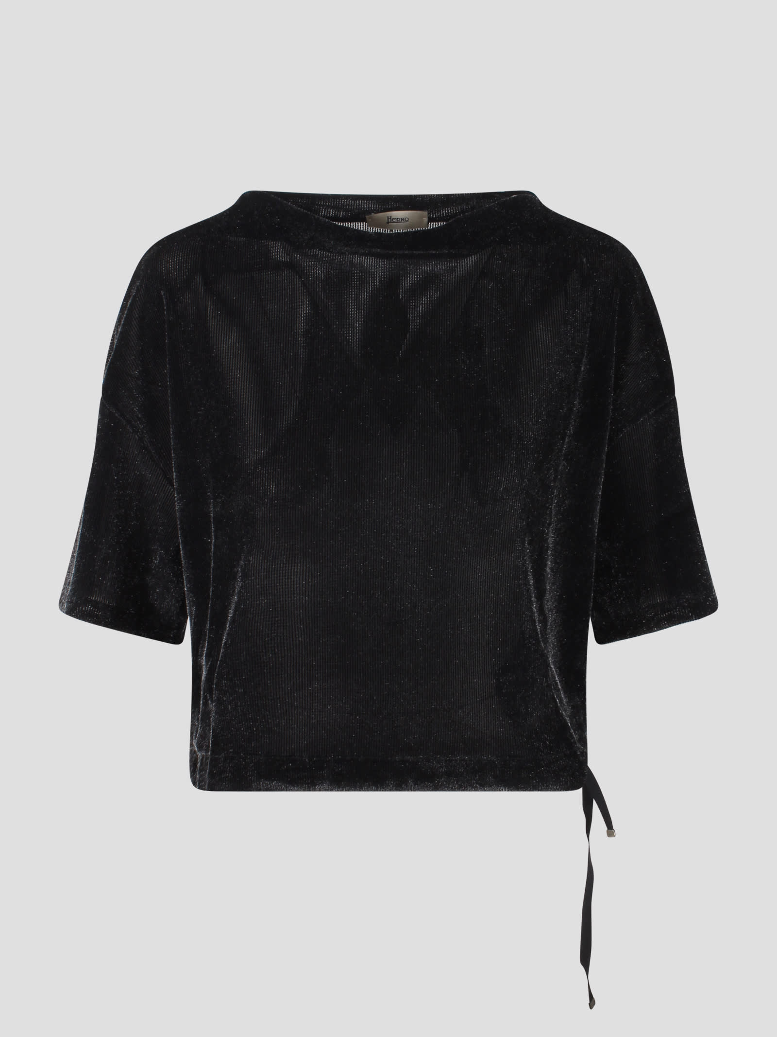 Shop Herno Shiny Corduroy T-shirt In Black