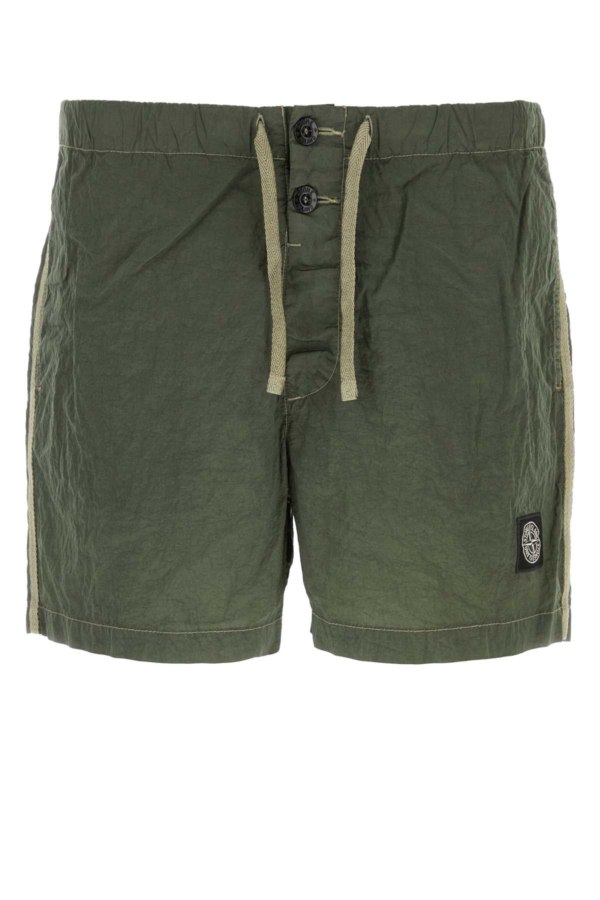 Olive Green Nylon Swimming Shorts