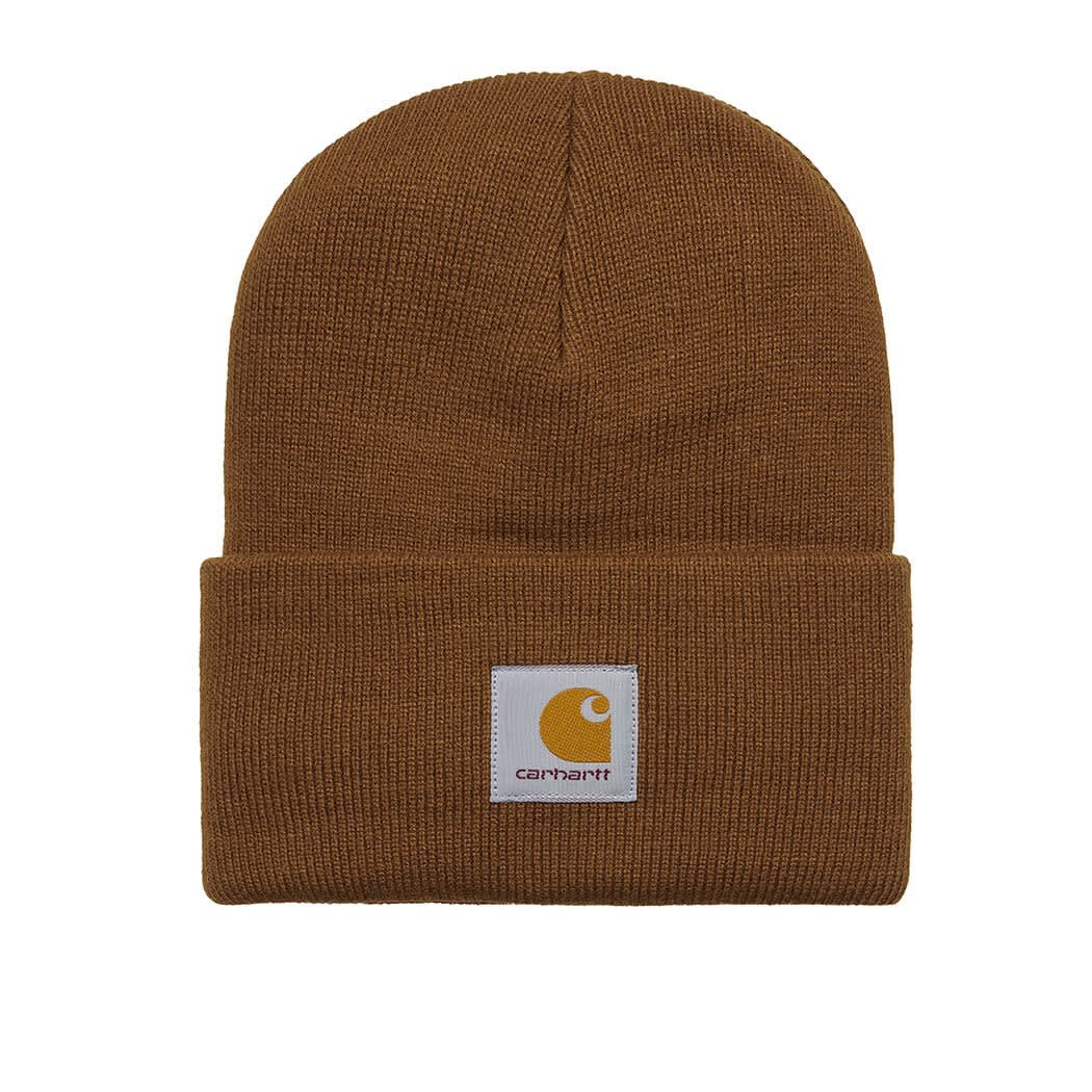 Shop Carhartt Beanie Hat With Logo Patch In Marrone