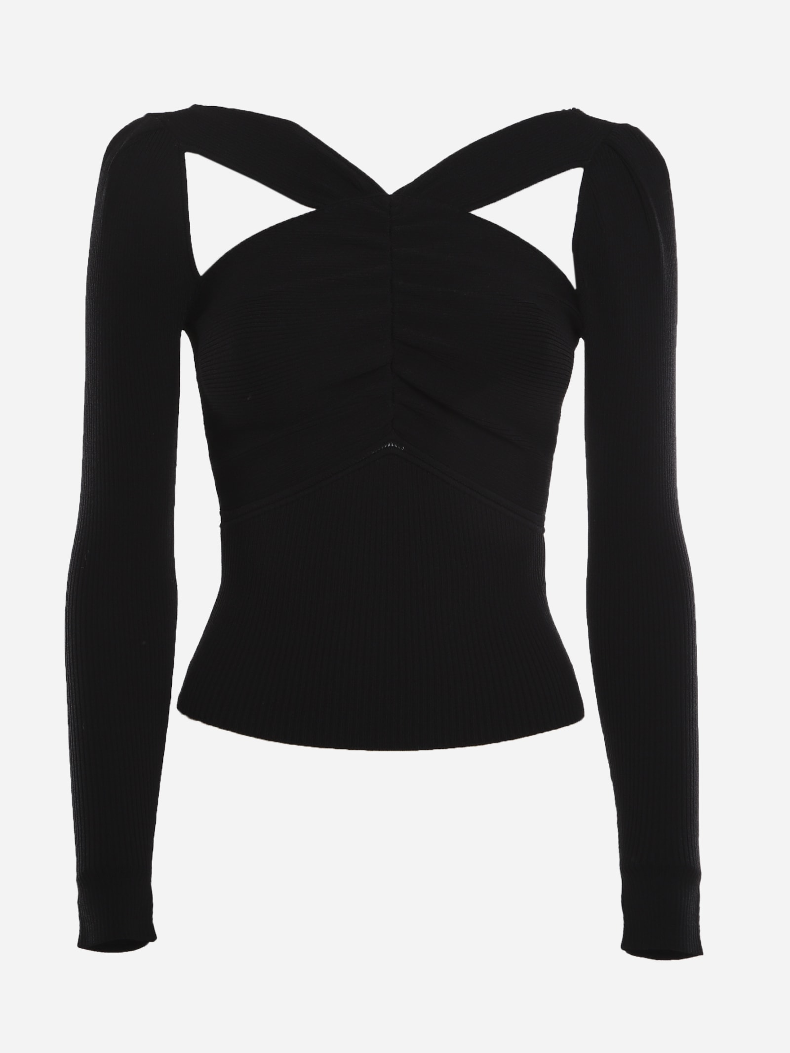 self-portrait Ribbed Knit Top With Cut-out Details