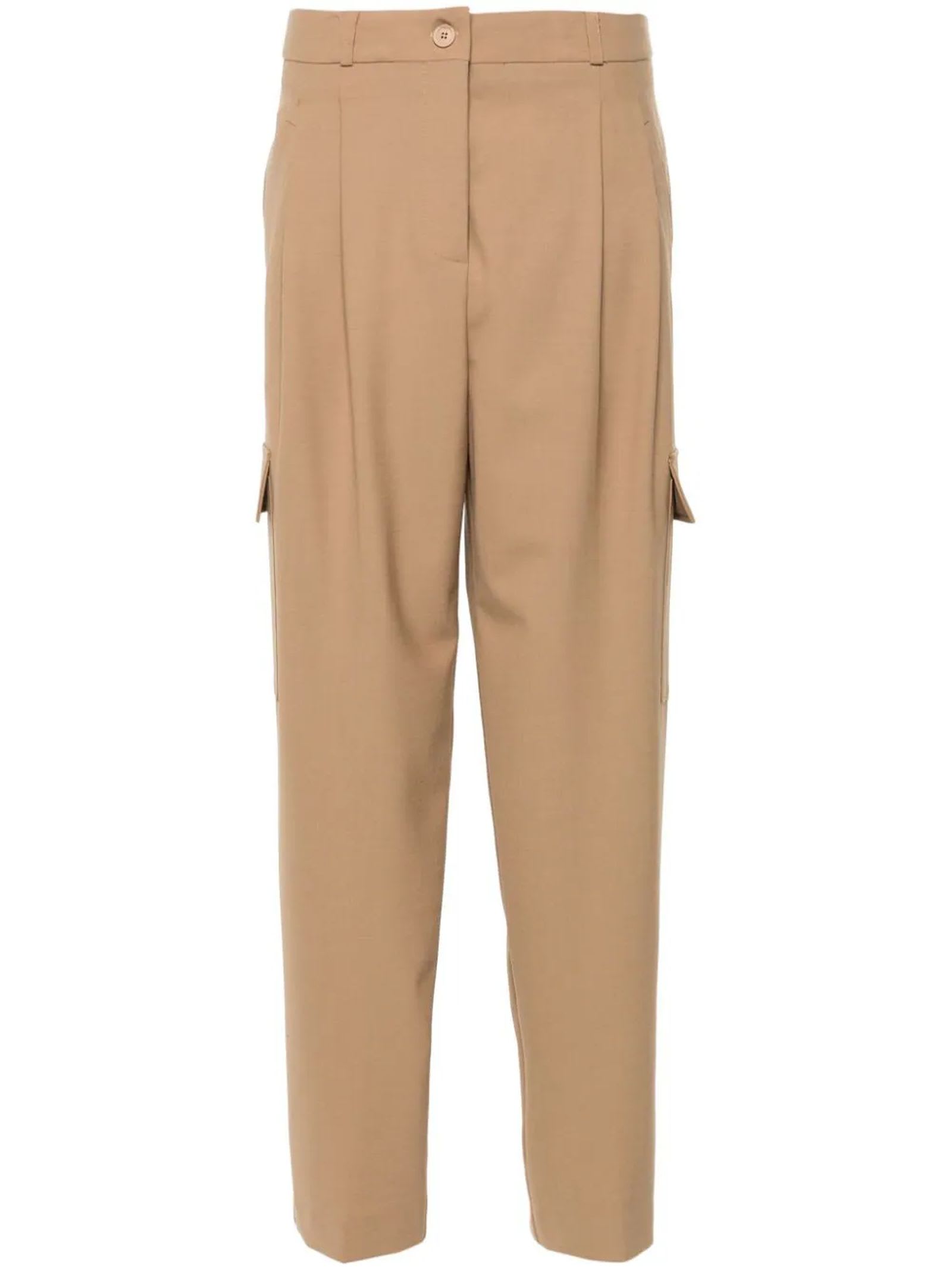 Shop Semicouture Cool Wool Trousers In Beige