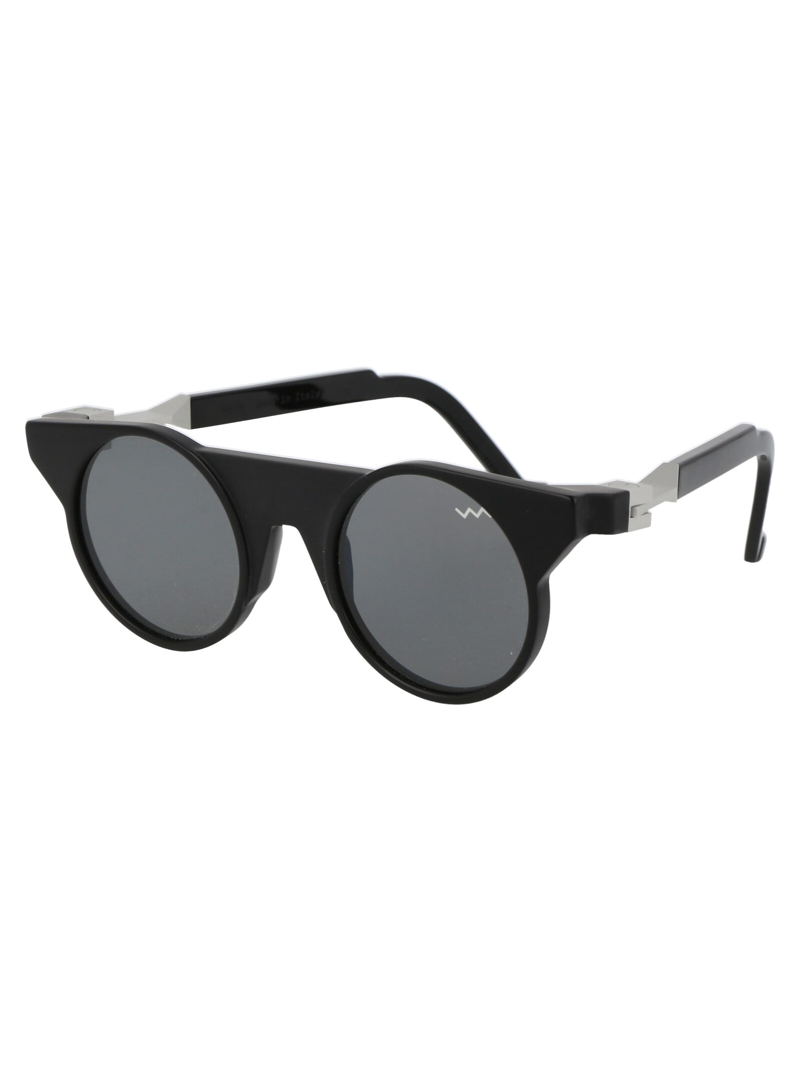 Shop Vava Bl0013 Sunglasses In Black Silver Lex Hinges Black Lenses Euro