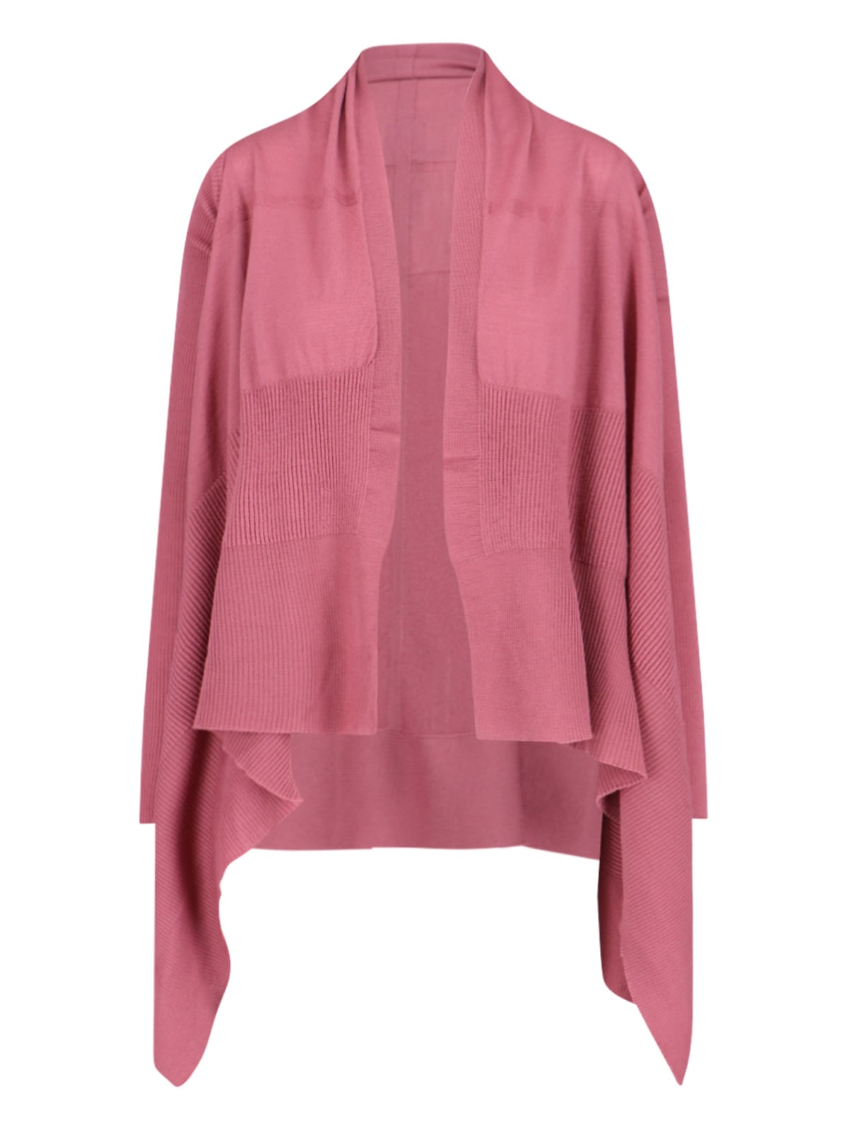 Shop Rick Owens Asymmetrical Virgin Wool Cardigan In Pink