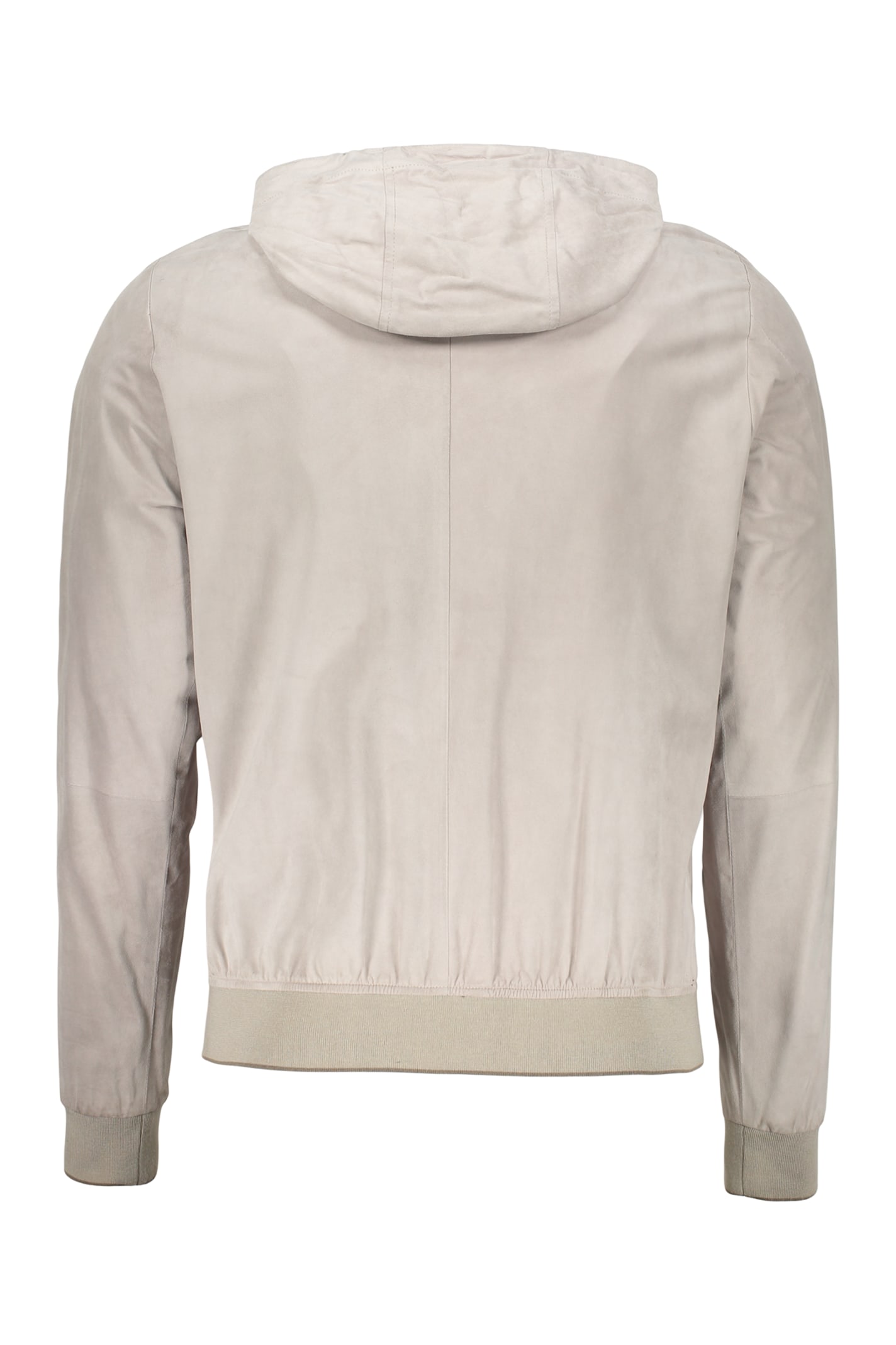 Moorer Leather Bomber Jacket In Grey