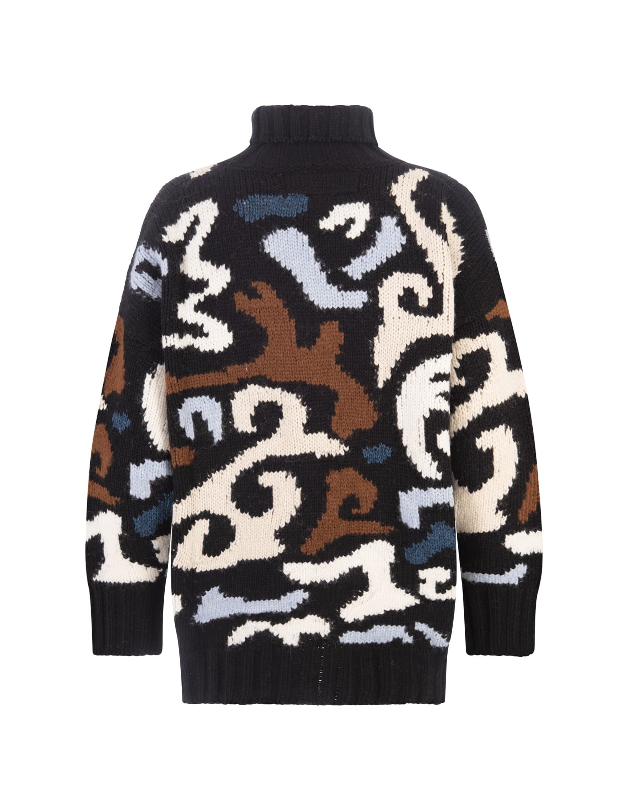 Shop Ermanno Scervino Black Sweater With Multicoloured Inlay Pattern