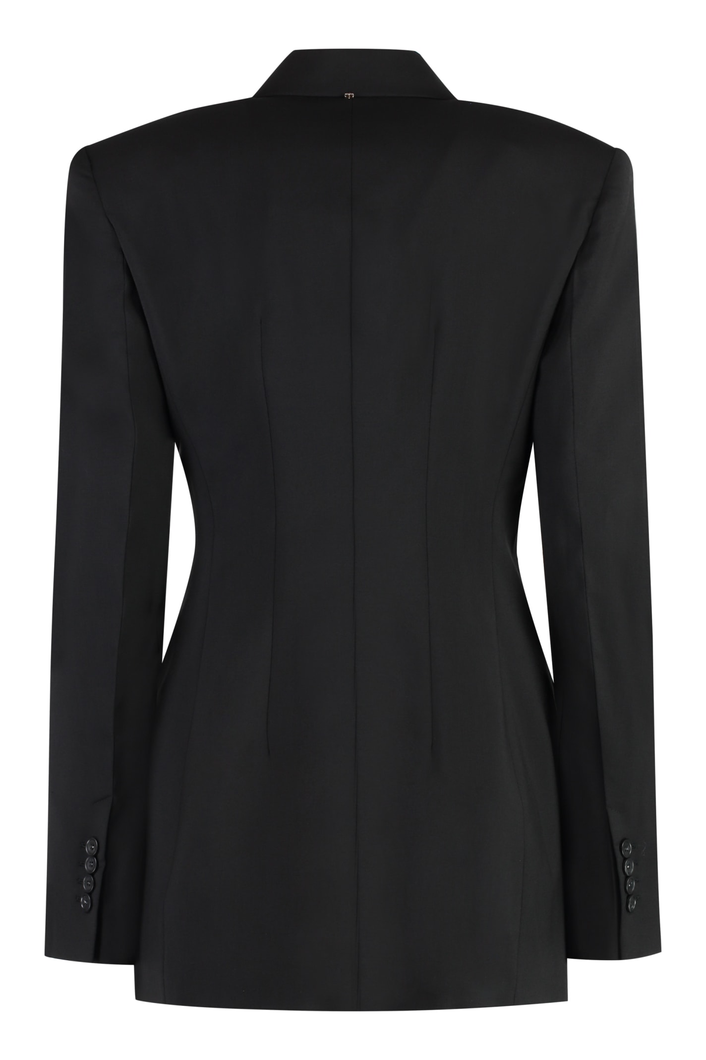 Sportmax Double-breasted Virgin Wool Blazer In Black