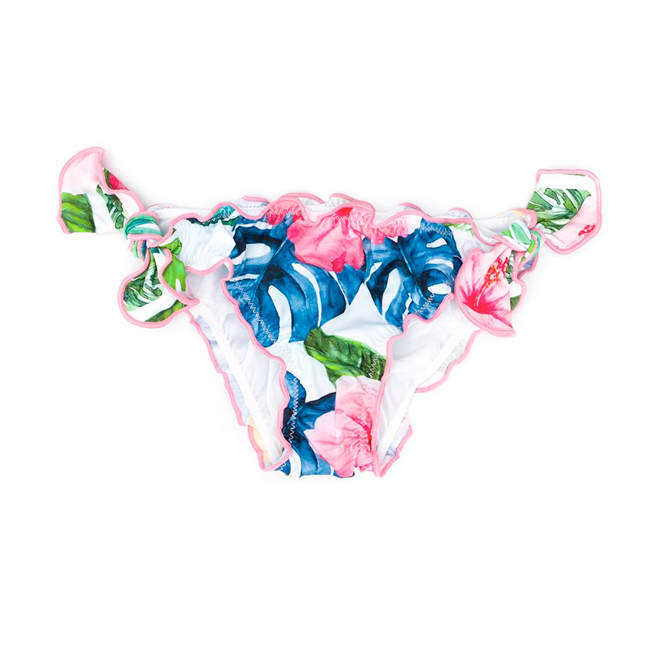 MC2 Saint Barth Multicolor Tropical Flowers And Leaves Print Girls Swim Briefs