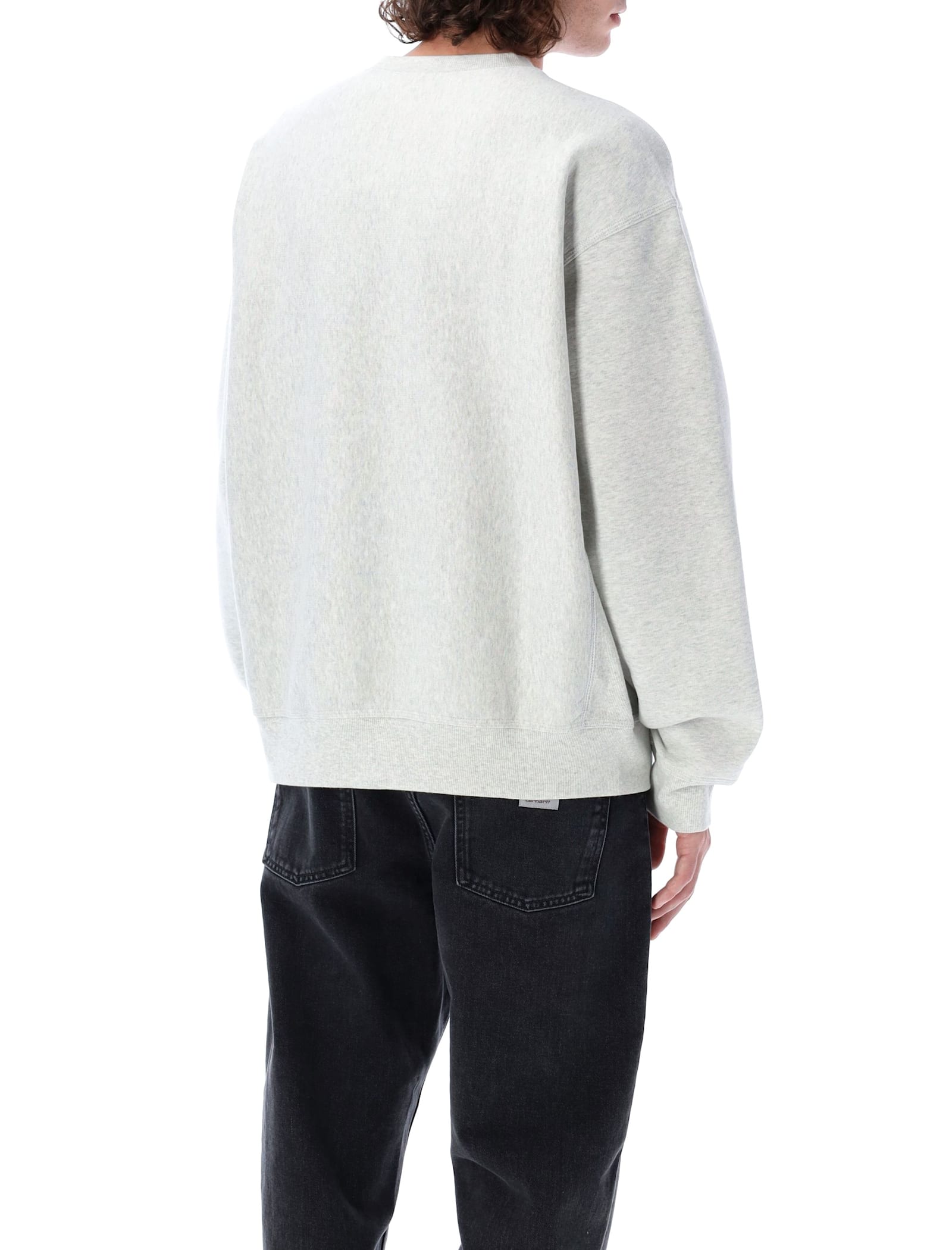 Shop Carhartt American Script Sweatshirt In Ash Heather