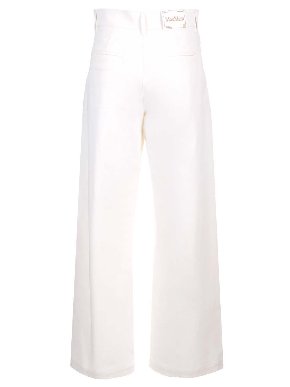 'S MAX MARA MARIANNA WHITE COTTON TROUSERS