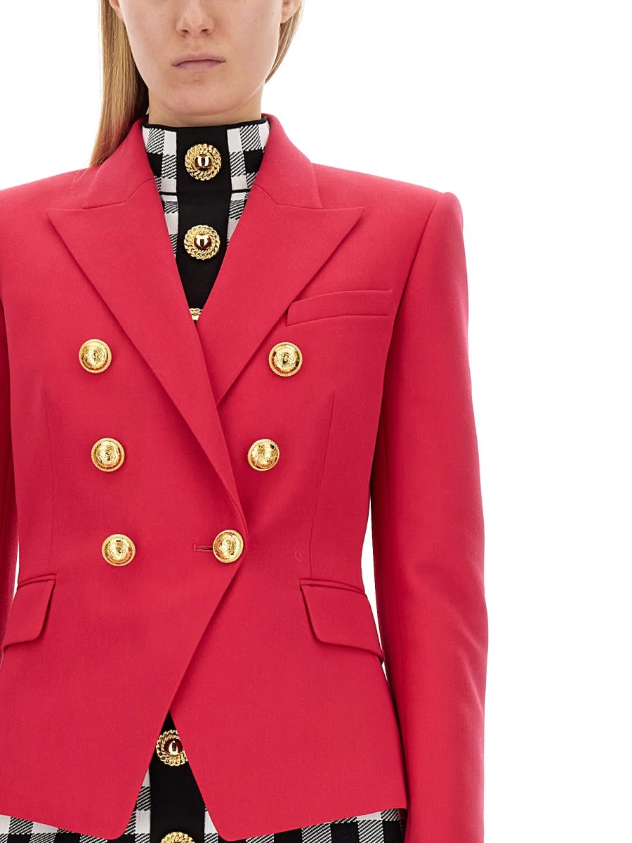 Shop Balmain Six-button Jacket In Fuchsia