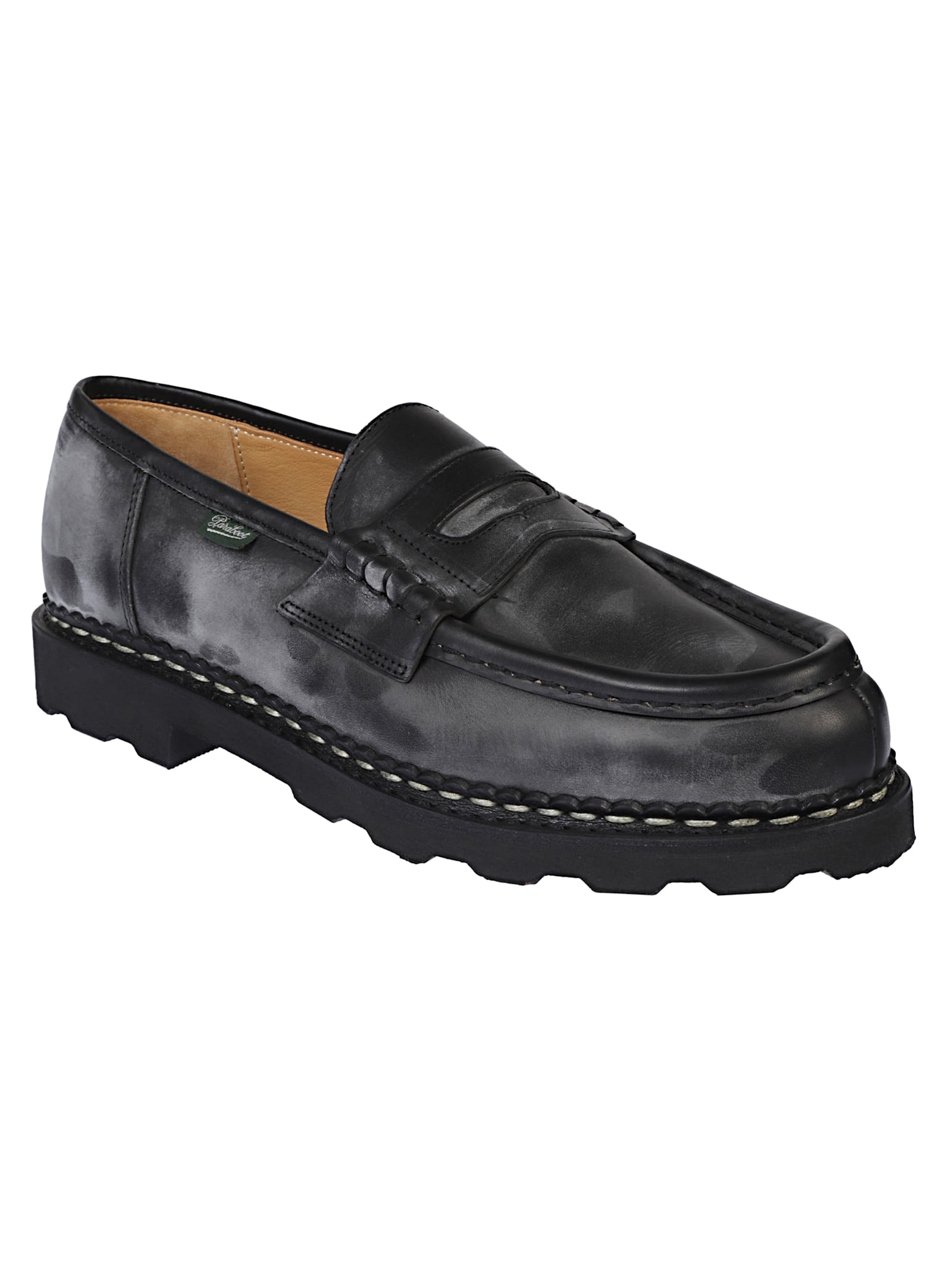 Paraboot Smooth Leather Moccasin With Hand-stitched Detailing In Multi