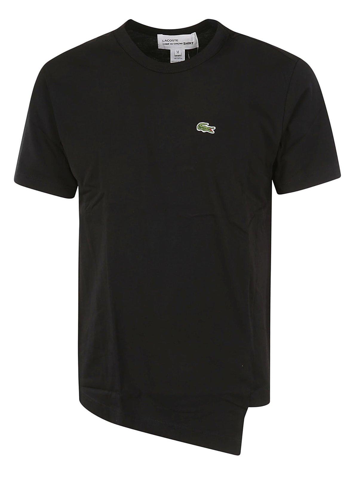 Shop Comme Des Garçons X Lacoste Asymmetric-hem Crewneck T-shirt In Black