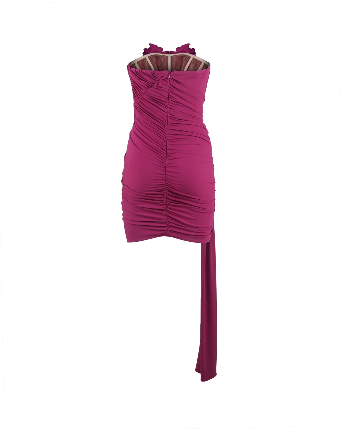 Shop Magda Butrym Purple Strapless Jersey Sash Mini Dress In Violet