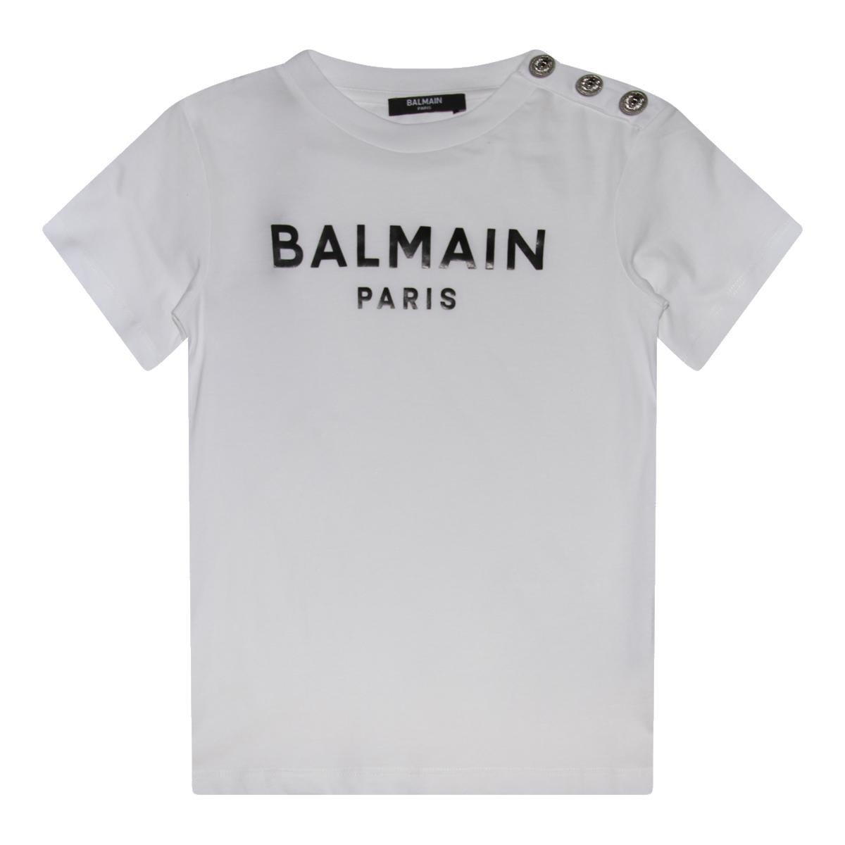 Shop Balmain Logo Printed Crewneck T-shirt In Ne
