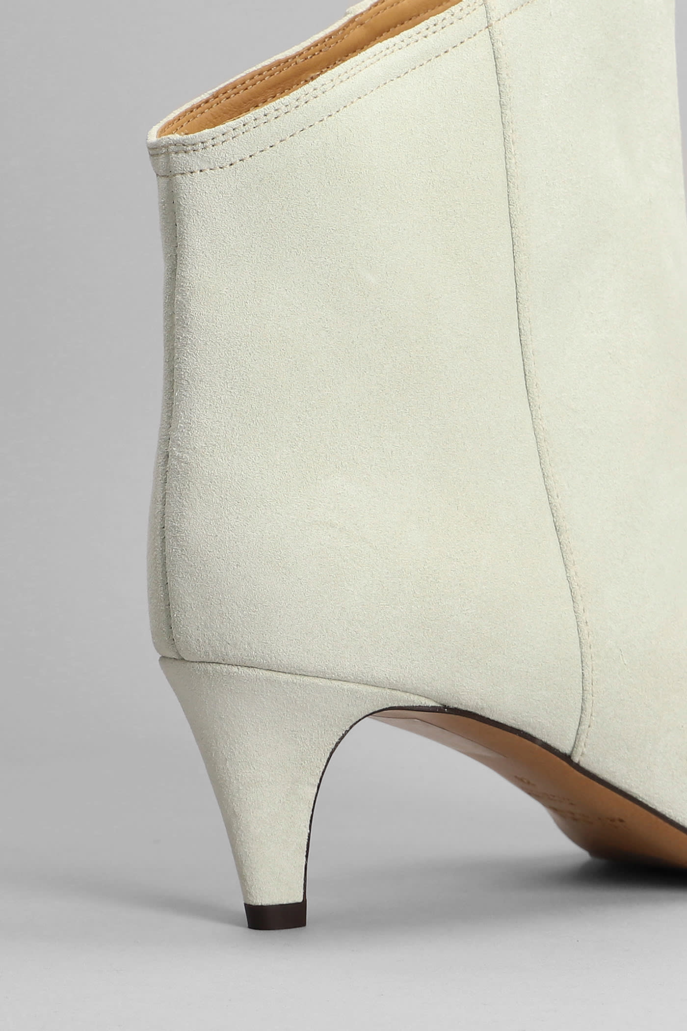 Isabel Marant Donatee Low Heels Ankle Boots In Beige Leather In White