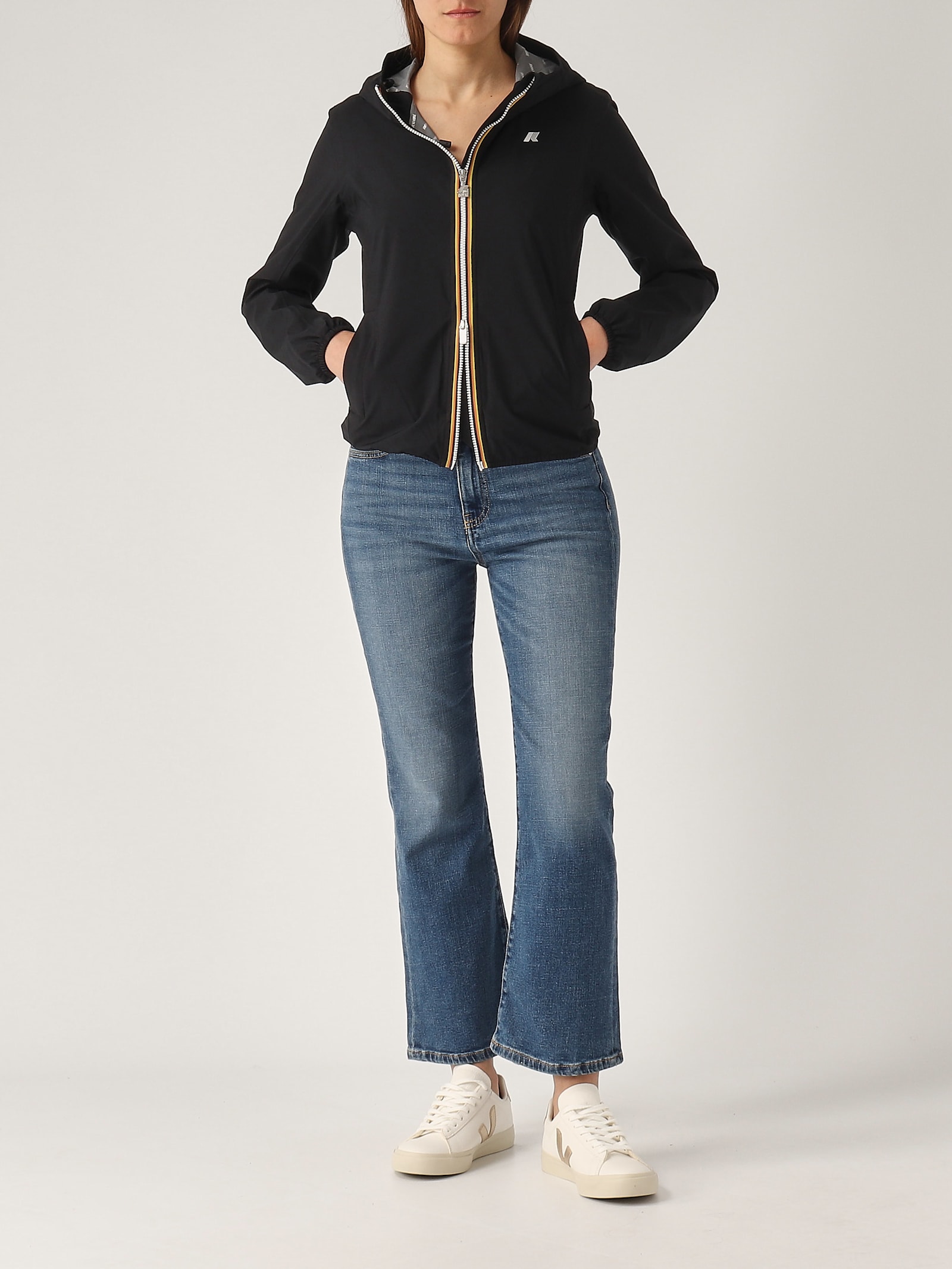 K-way Lily Stretch Dot Jacket In Nero