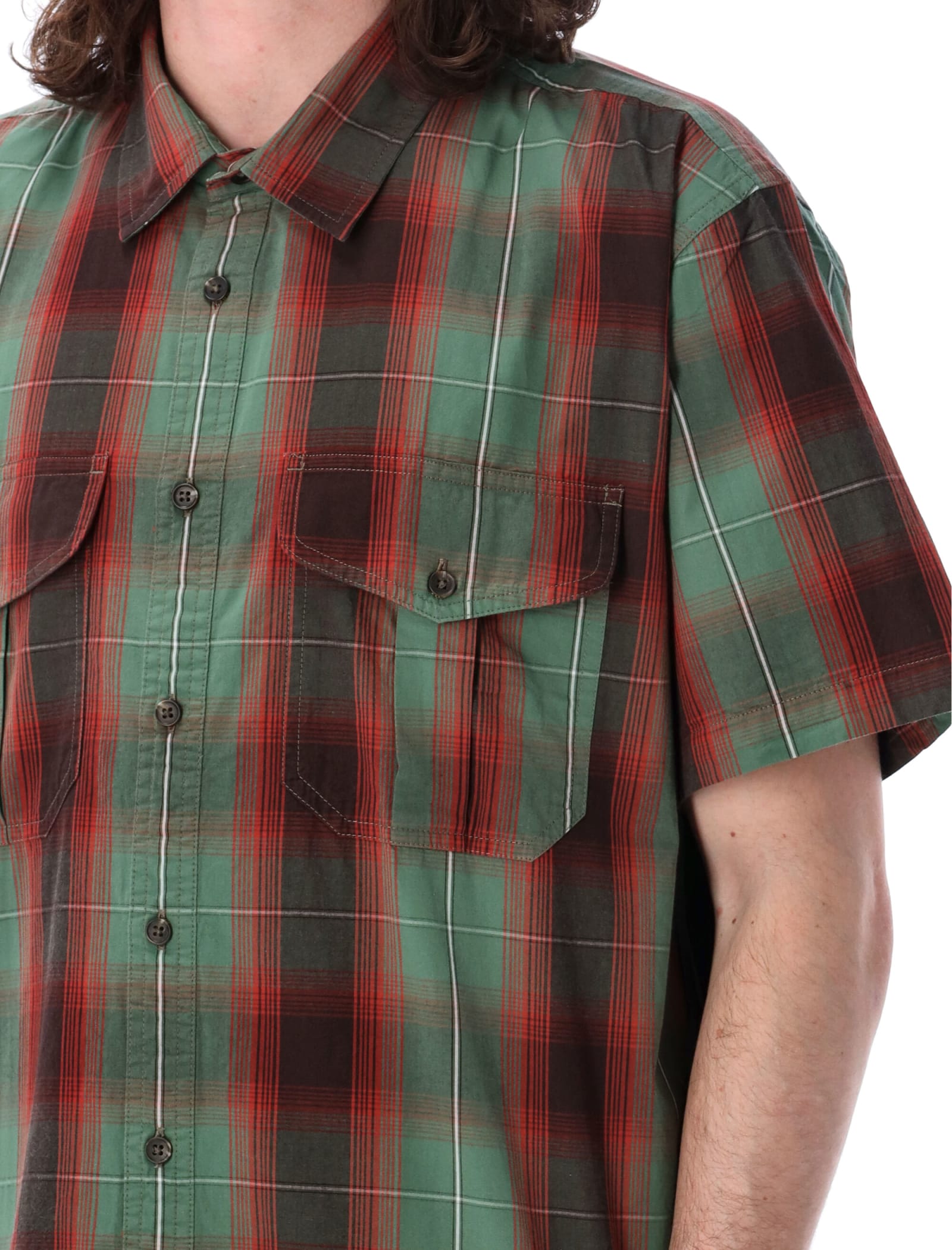 Shop Filson Washed Feather Cloth Shirt In Green Check
