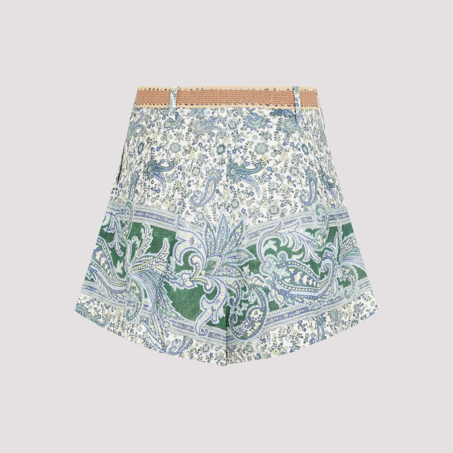 Shop Zimmermann Ottie Tuck Short In Green Paisley