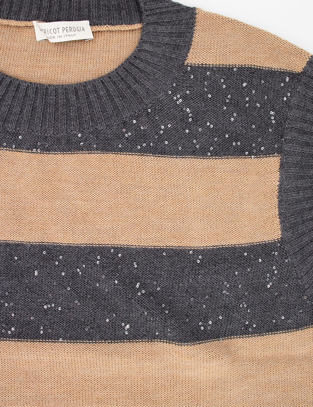 Shop Le Tricot Perugia Shirt In Dark Grey Camel Dark Grei Paillettes