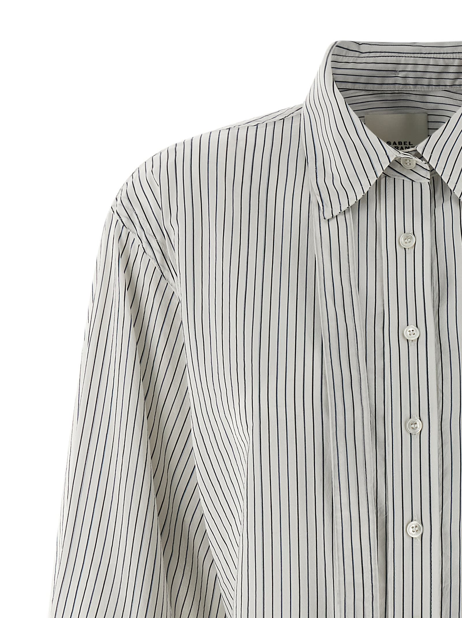 Isabel Marant Striped Long Sleeve Shirt With Adjustable Tie In Neutral