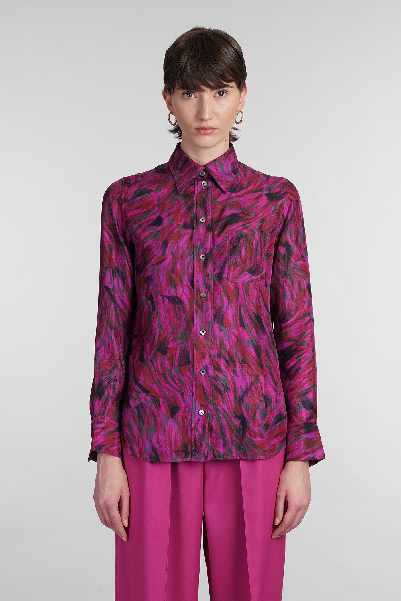 Shop Lanvin Shirt In Fuxia Silk