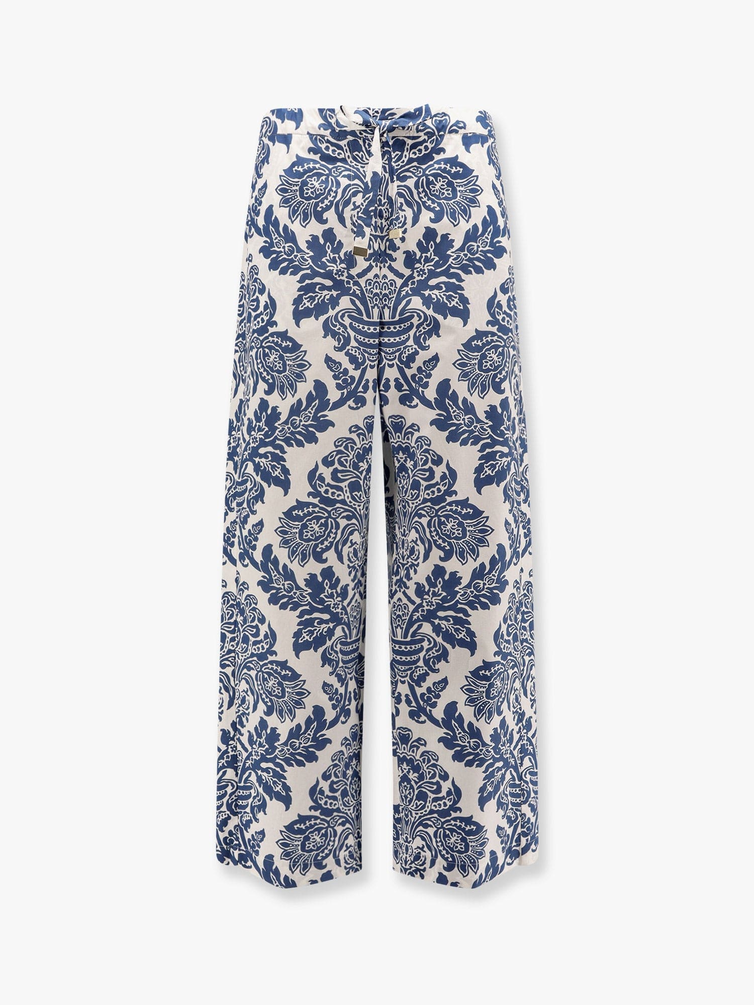 S Max Mara Merano Cotton Trouser With Floral Print In White