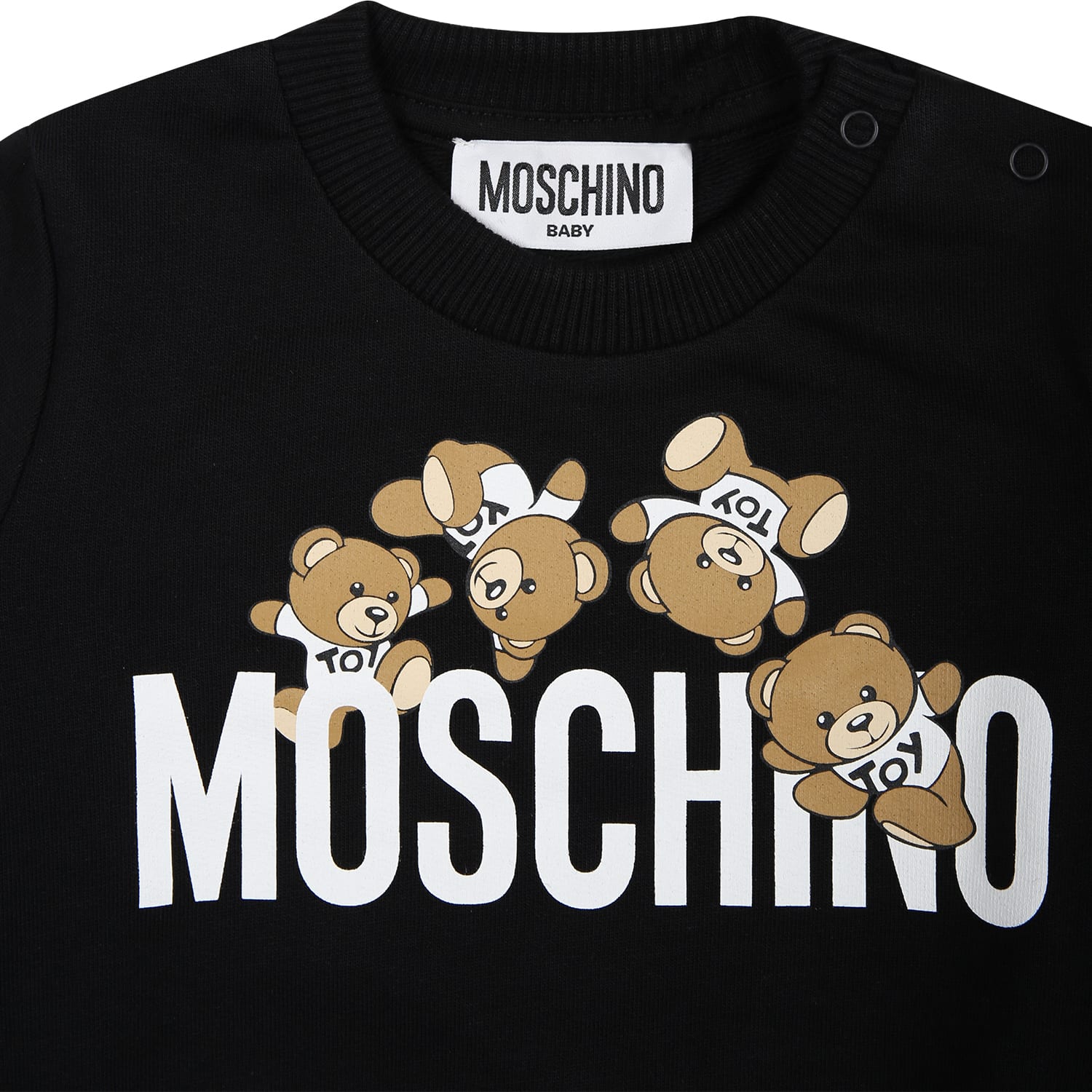 Shop Moschino Black Sweatshirt For Babies With Teddy Bears And Logo