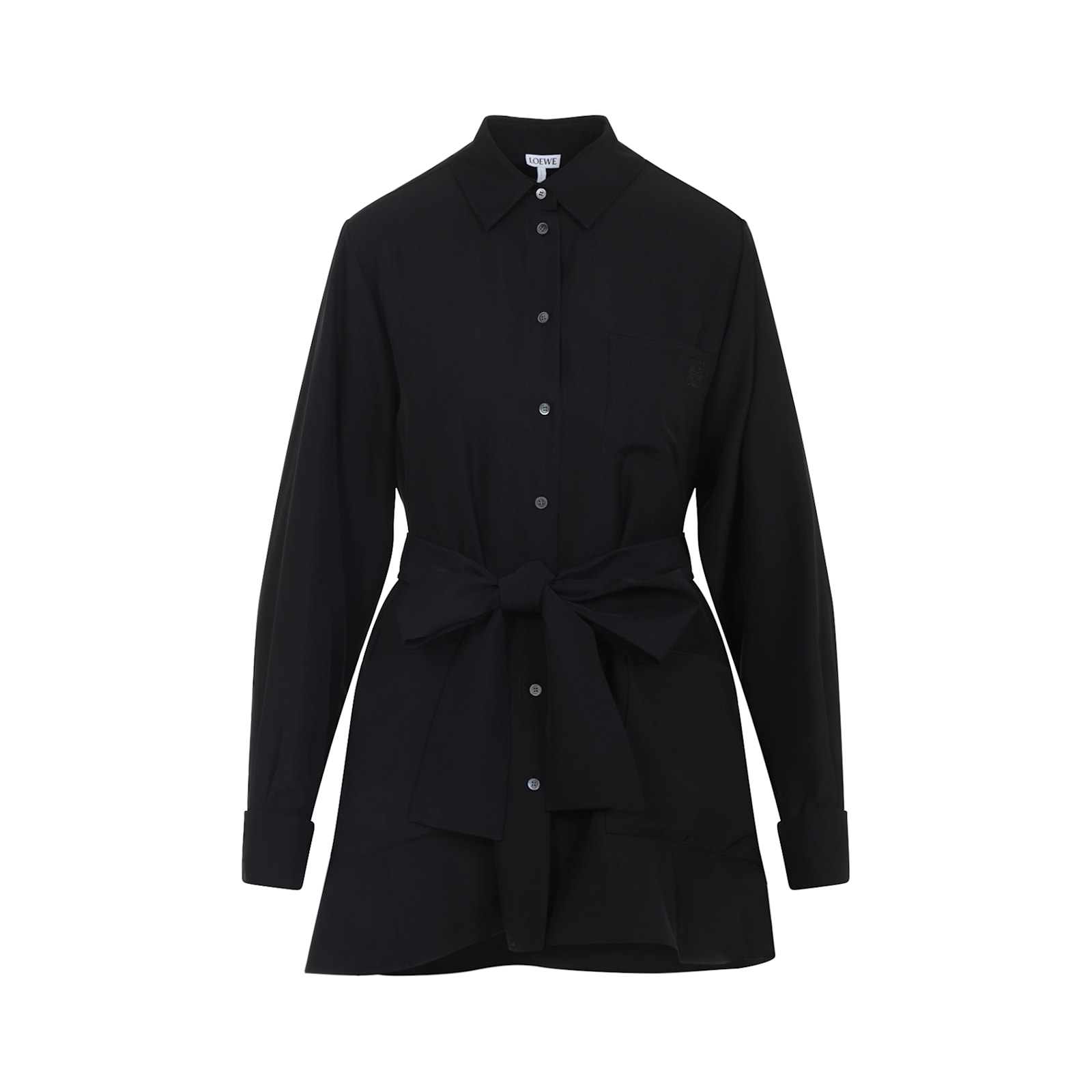 Loewe Waist Tie Long Sleeve Blouse In Black